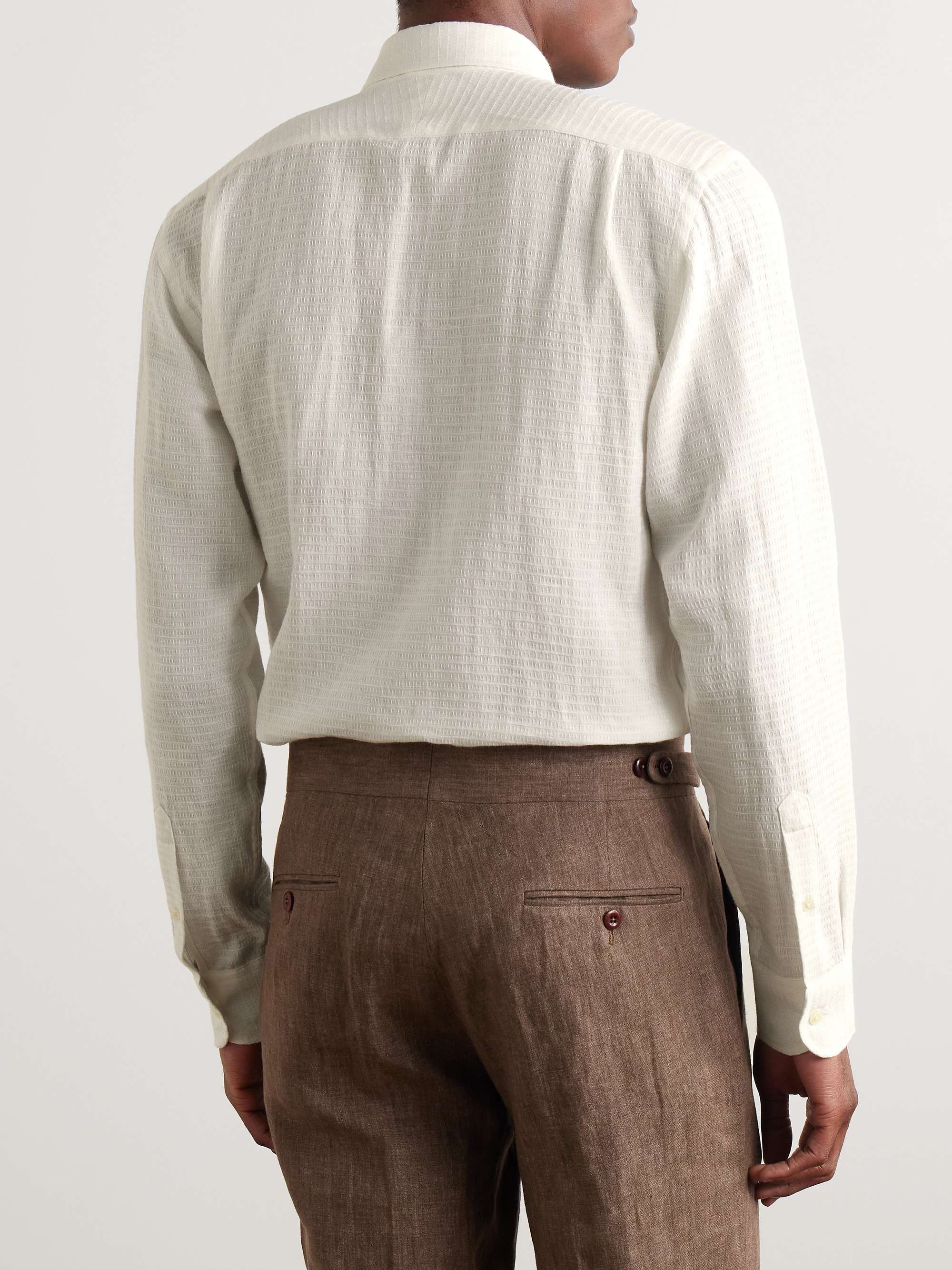 Haston Cutaway-Collar Linen-Jacquard Shirt view