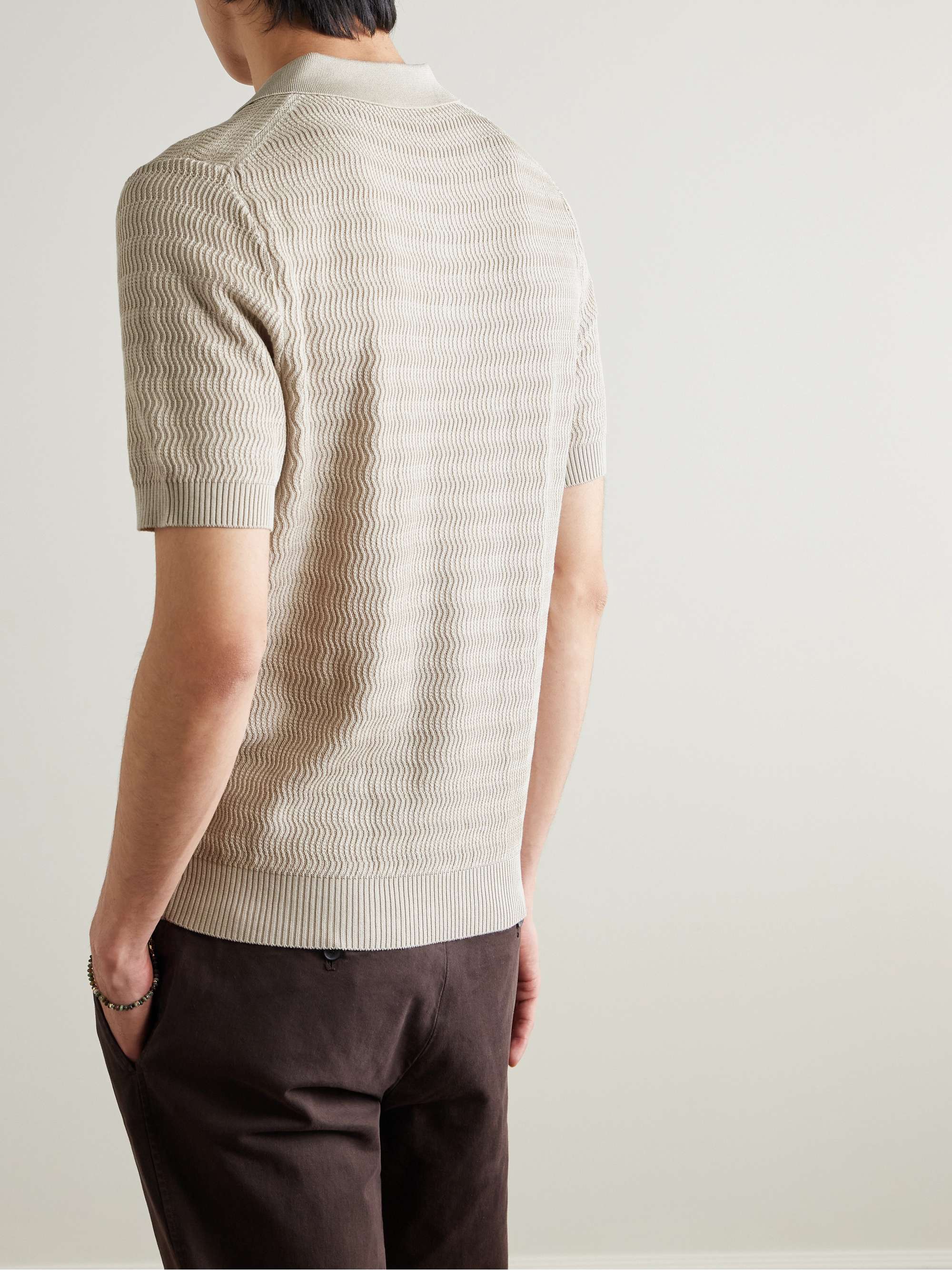 Textured-Cotton Polo Shirt view