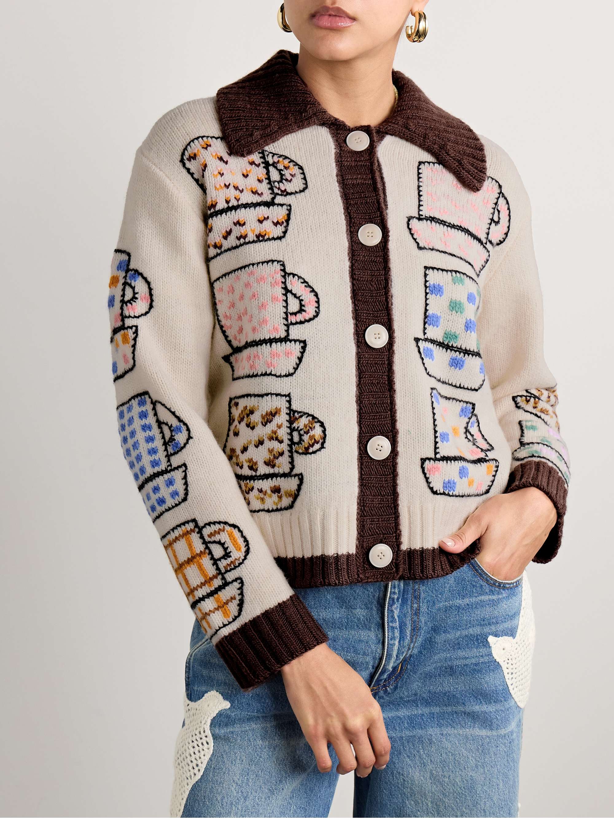 Emila embroidered wool-blend cardigan view