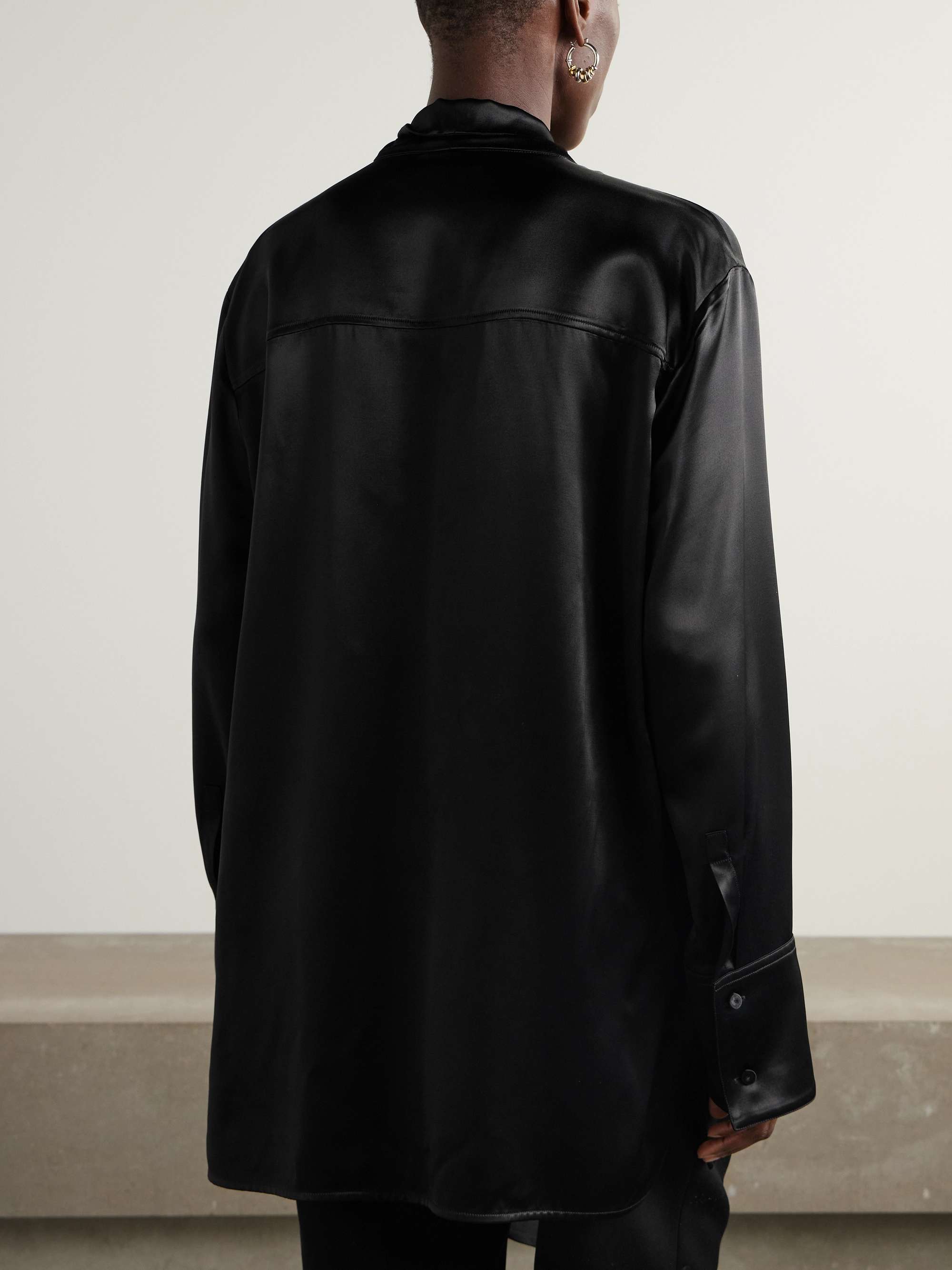 Tie-neck satin blouse view