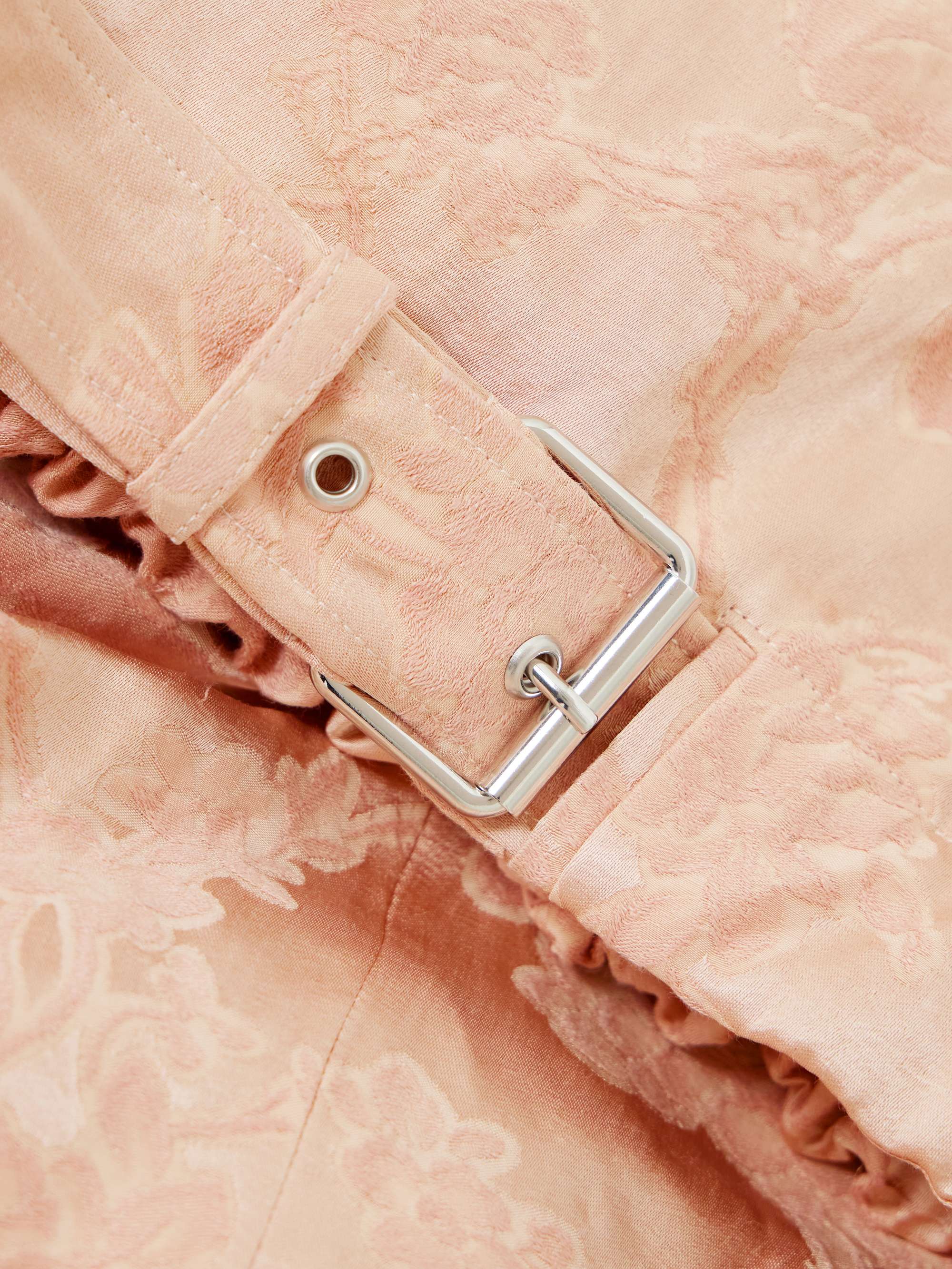 Belted cropped floral-jacquard linen-blend jacket view
