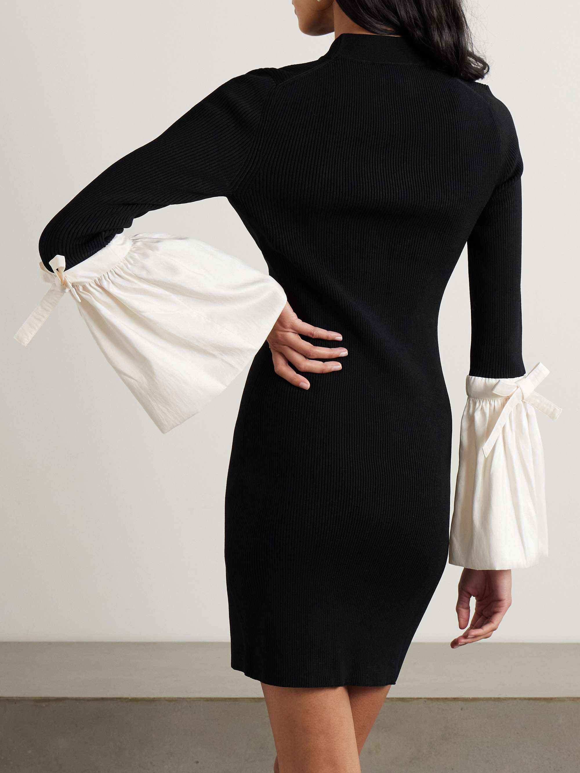 Agathea satin-trimmed ribbed-knit mini dress view