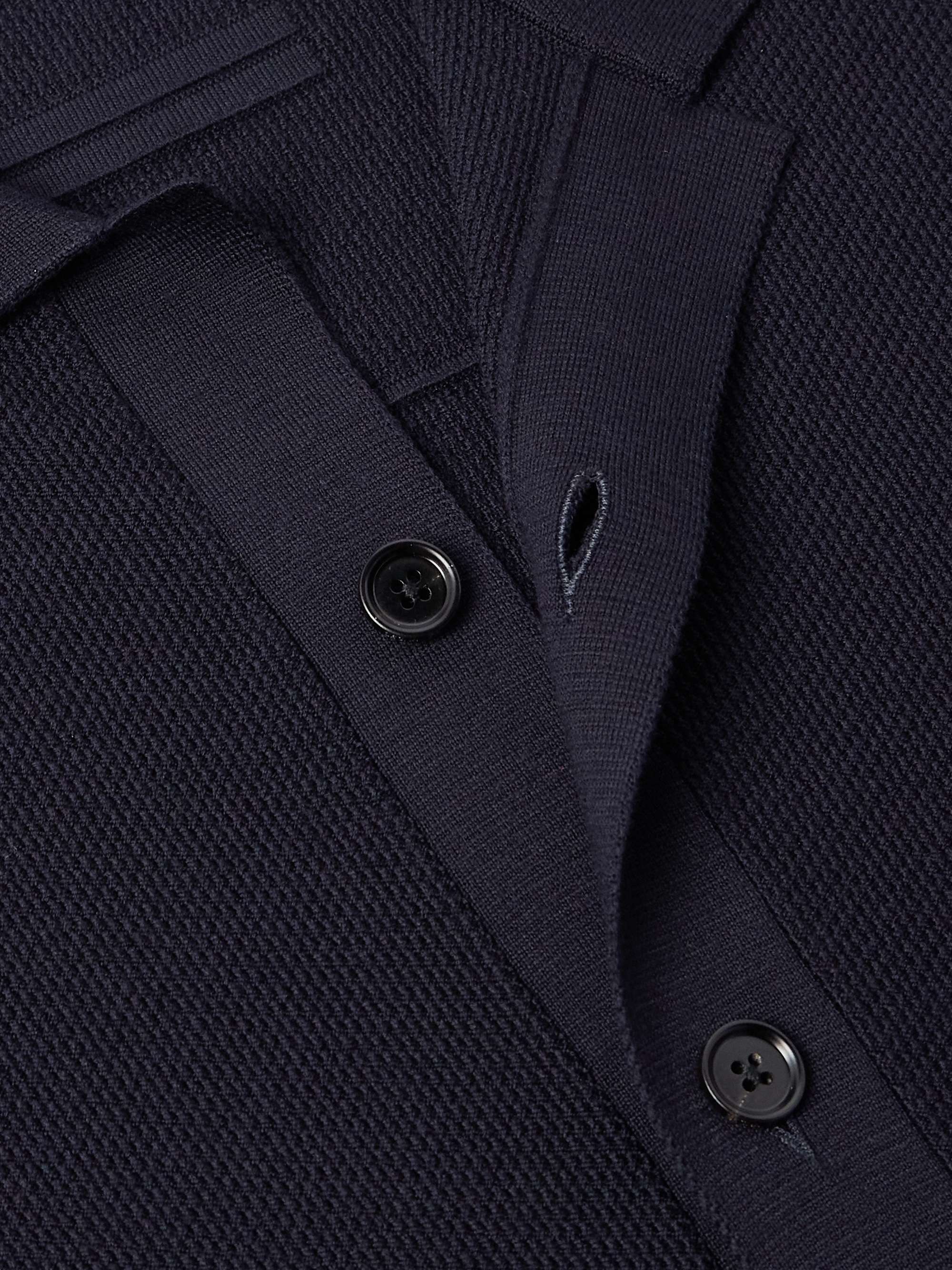 Camp-Collar Wool-Piqué Cardigan view