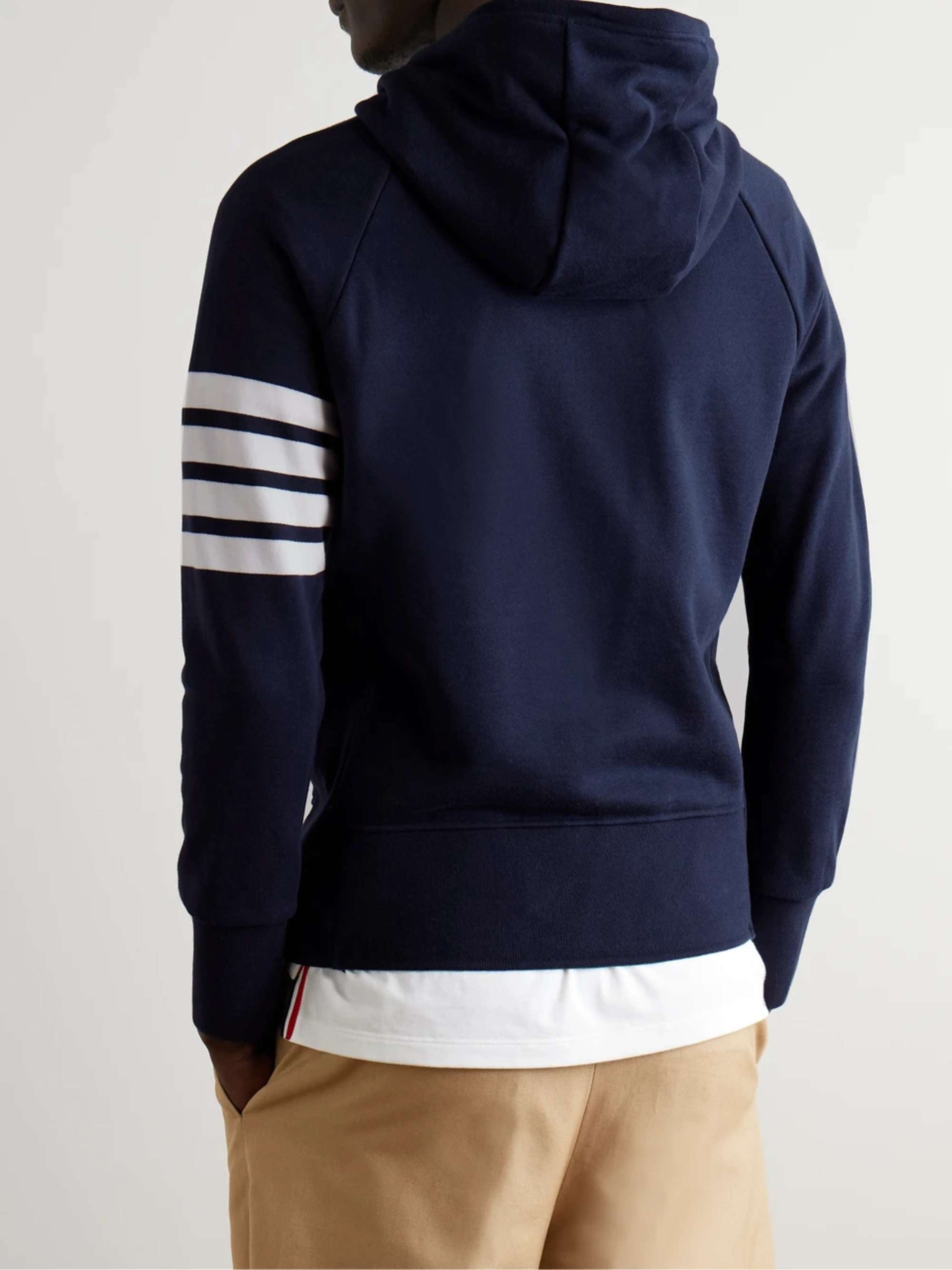 Slim-Fit Striped Loopback Cotton-Jersey Zip-Up Hoodie view