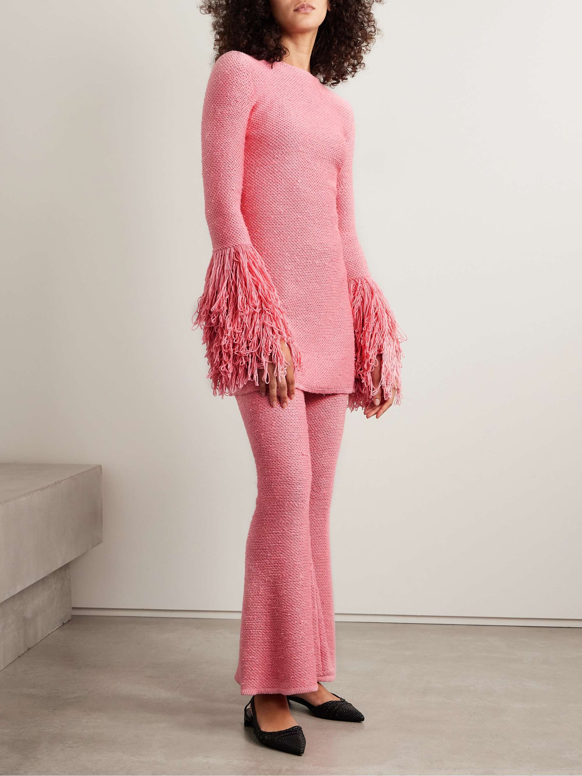 Liam fringed cashmere and silk-blend mini dress view