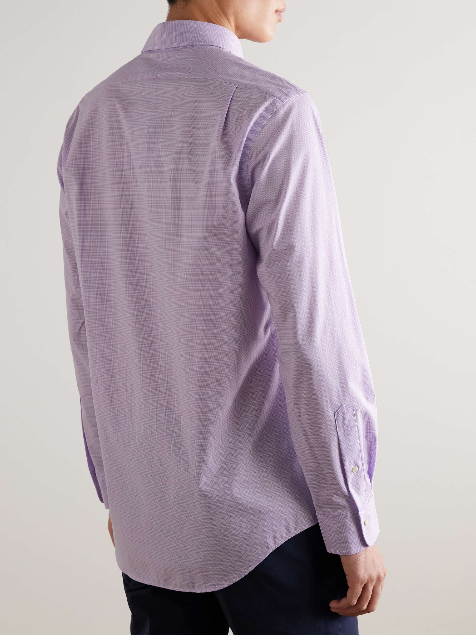 Logo-Embroidered Checked Cotton-Blend Poplin Shirt view