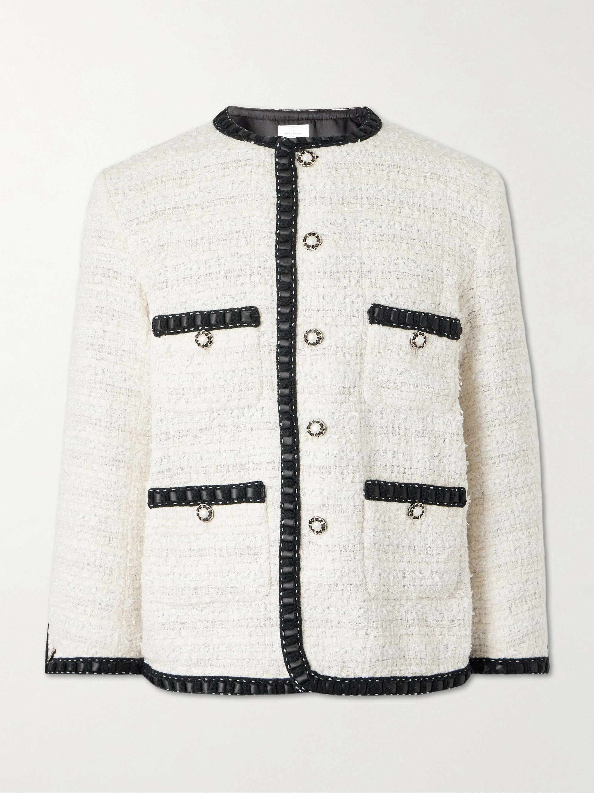 Satin-Trimmed Cotton-Blend Tweed Jacket view