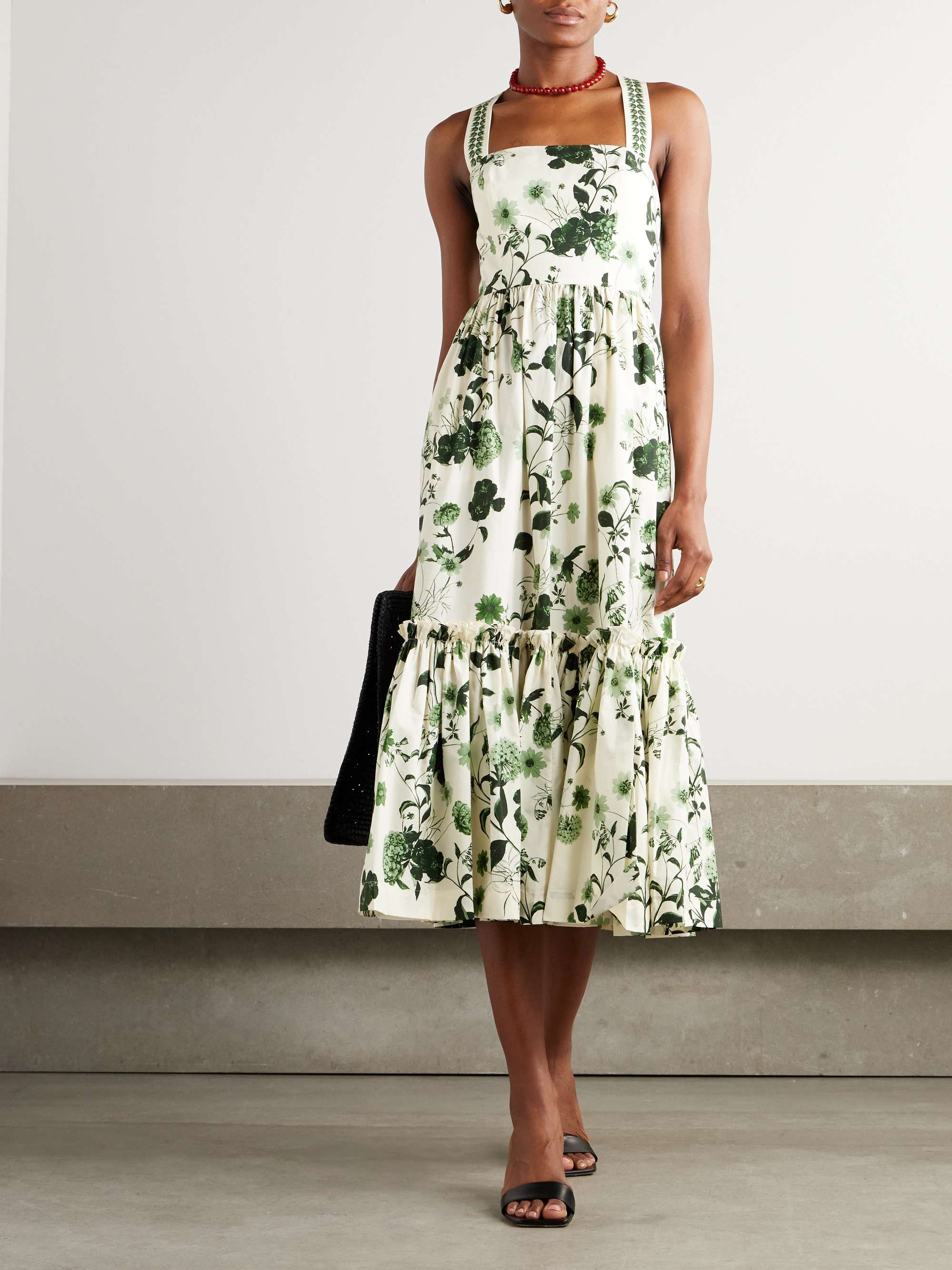 Julietta belted ruffled floral-print cotton-poplin midi dress view