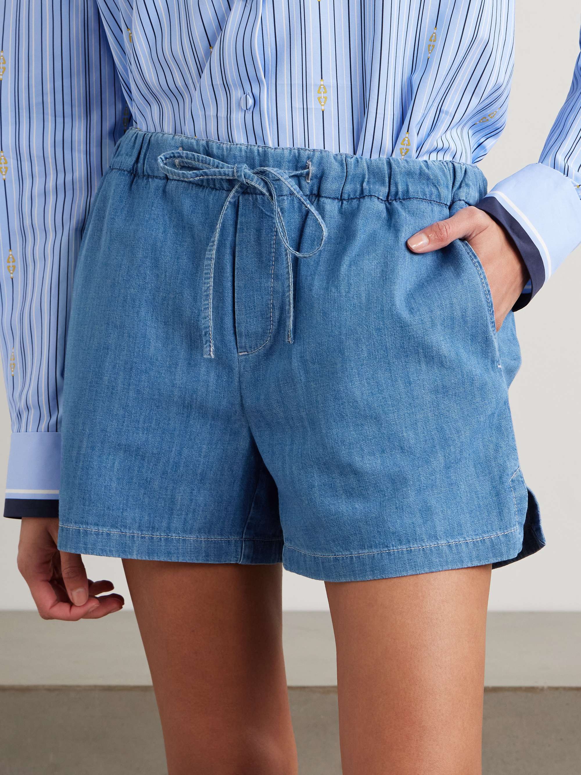 Cotton-chambray shorts view