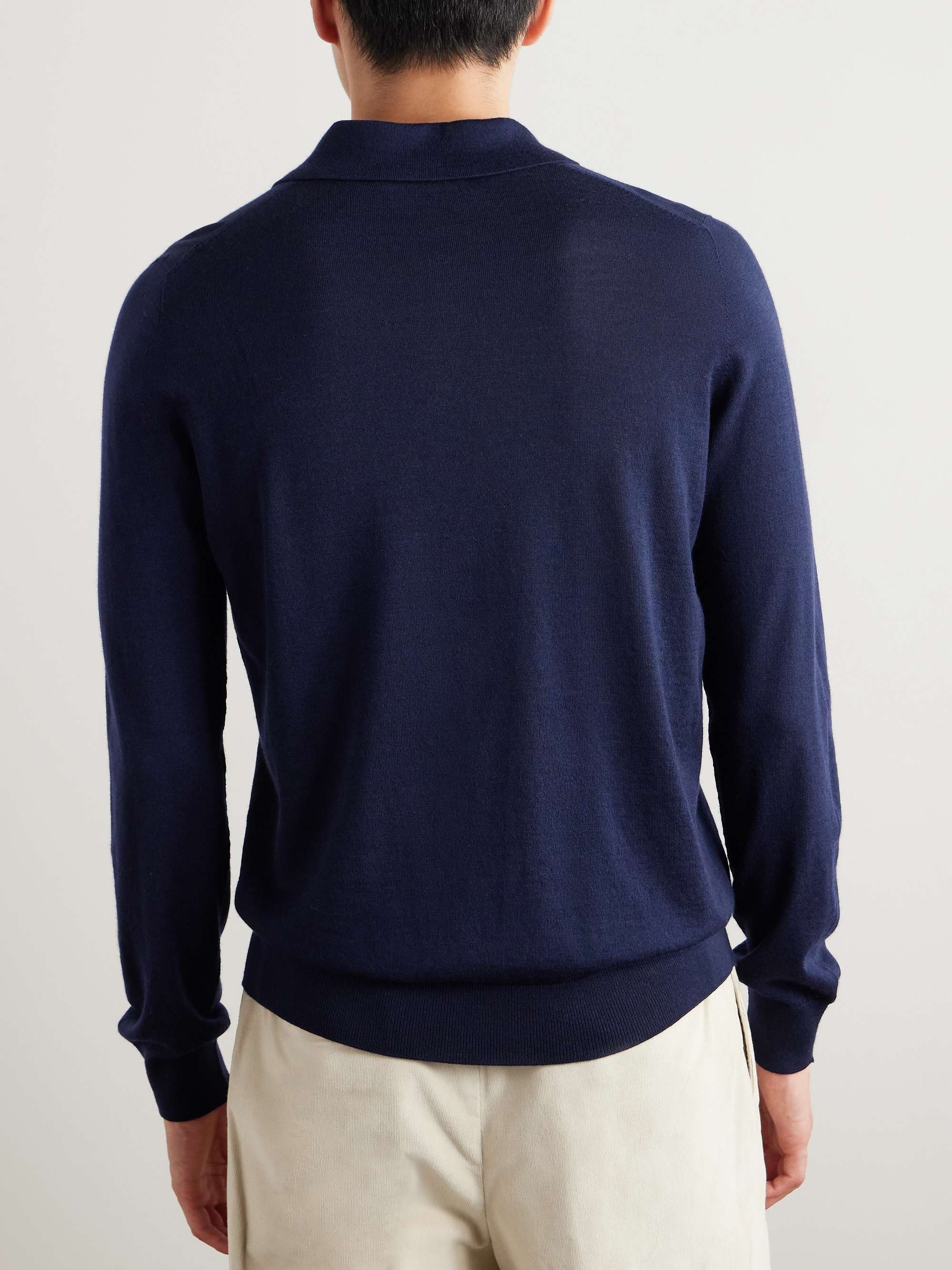 Logo-Embroidered Merino Wool Polo Shirt view