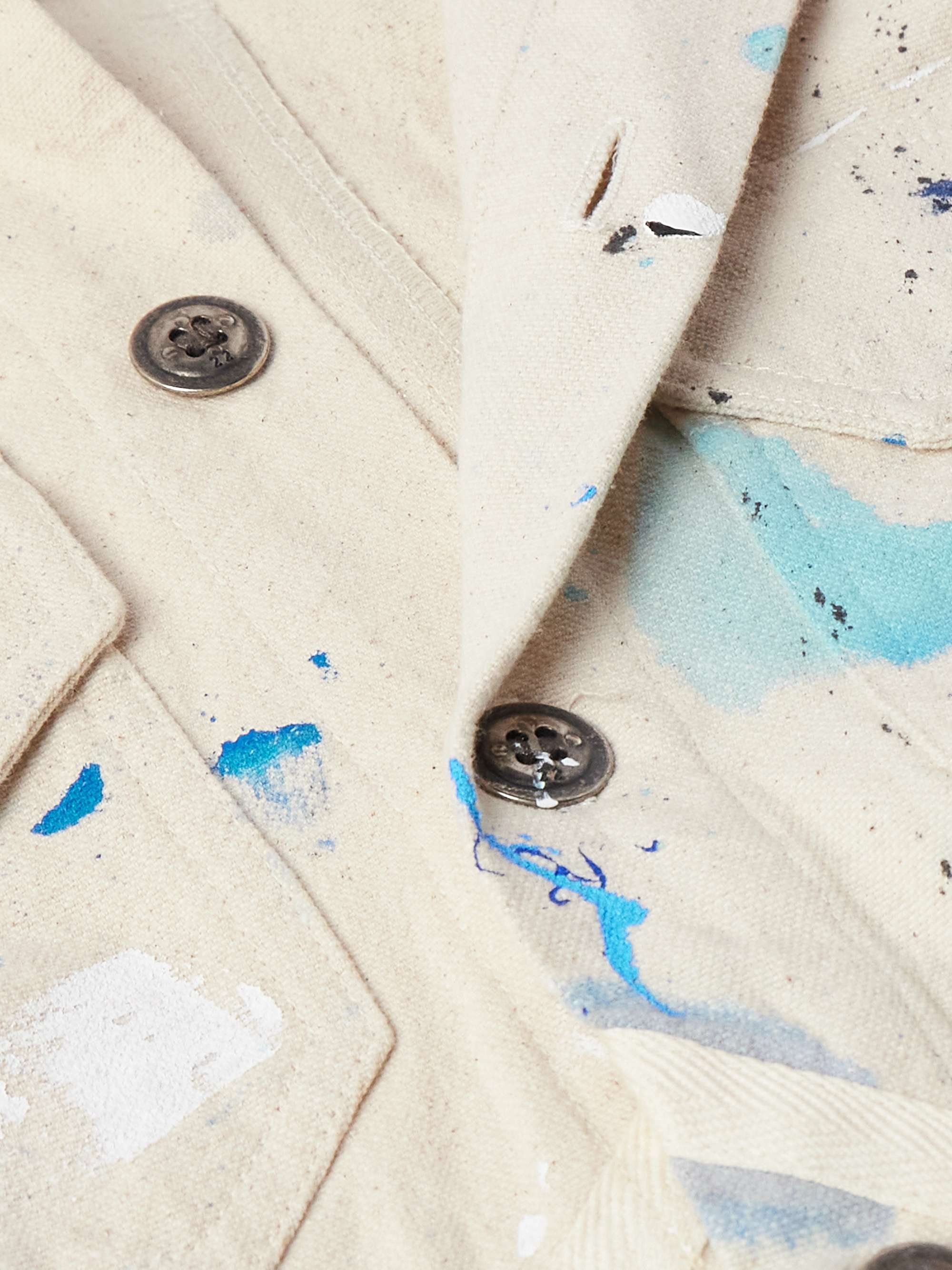 Shawl-Collar Paint-Splattered Cotton-Canvas Overshirt view