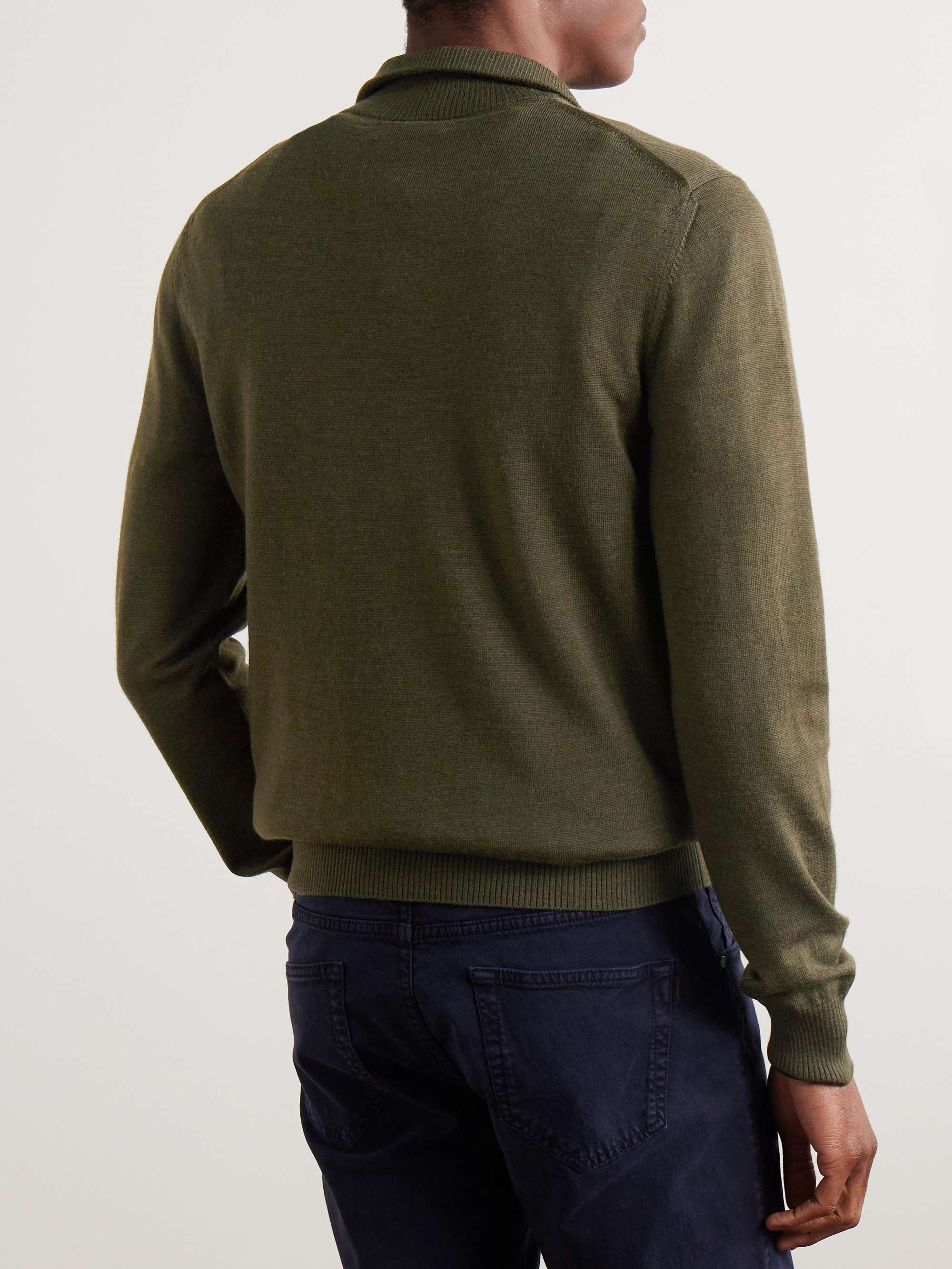Linton Logo-Embroidered Wool Half-Zip Sweater view