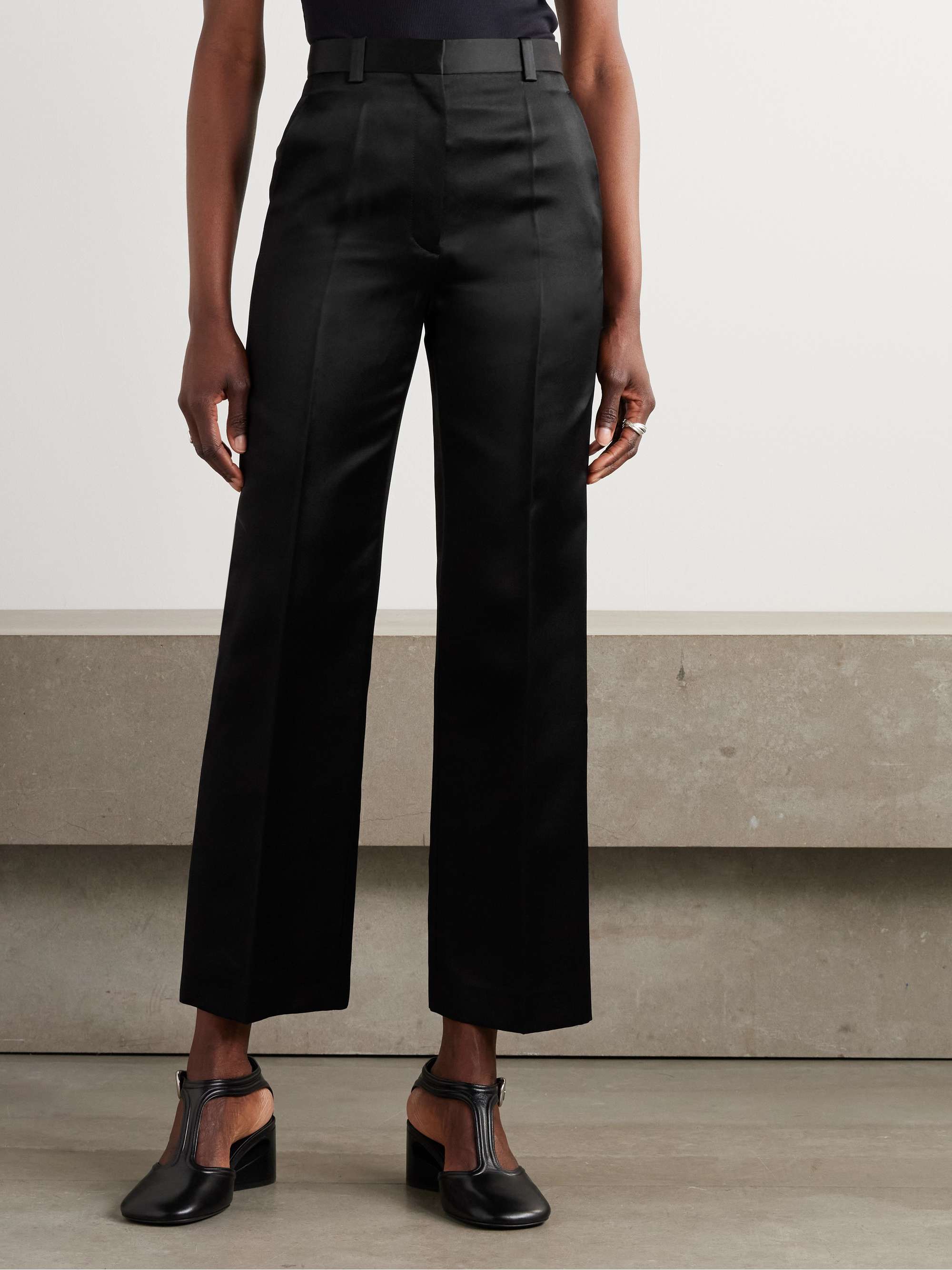 Duchesse silk-satin straight-leg pants view