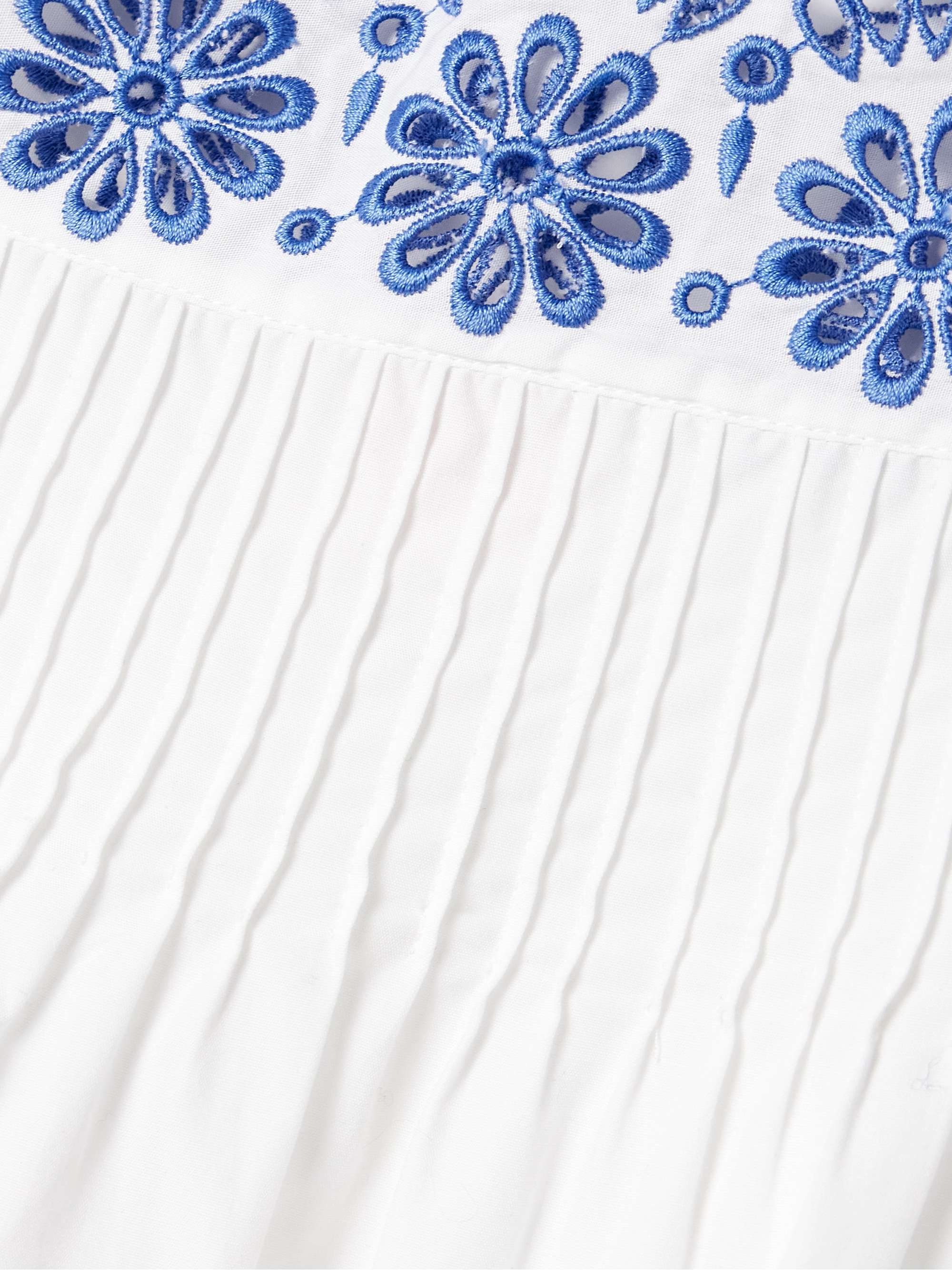 Fiocchini broderie anglaise-trimmed pintucked cotton-poplin mini dress view