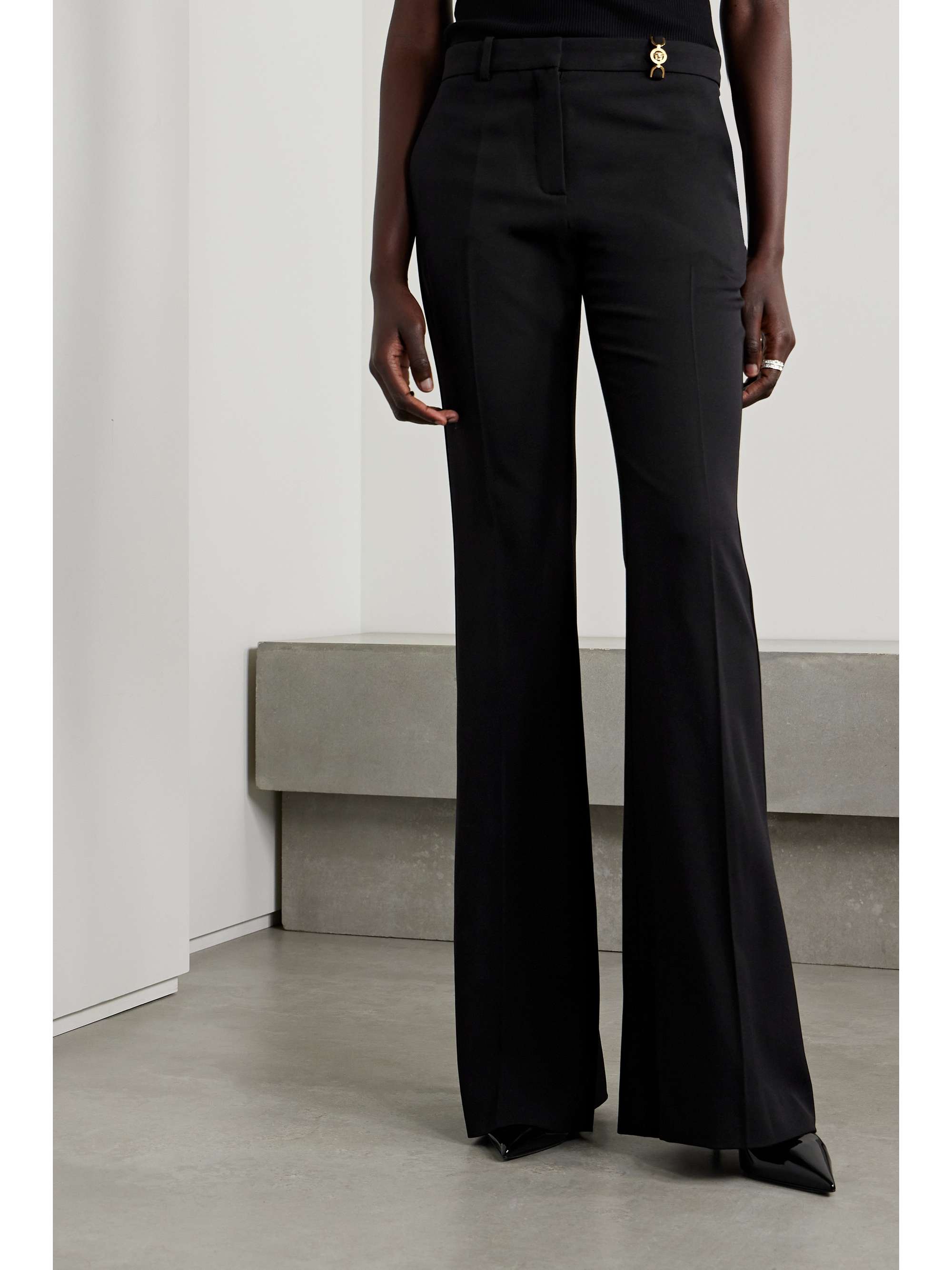 Icons embellished wool-blend flared pants view