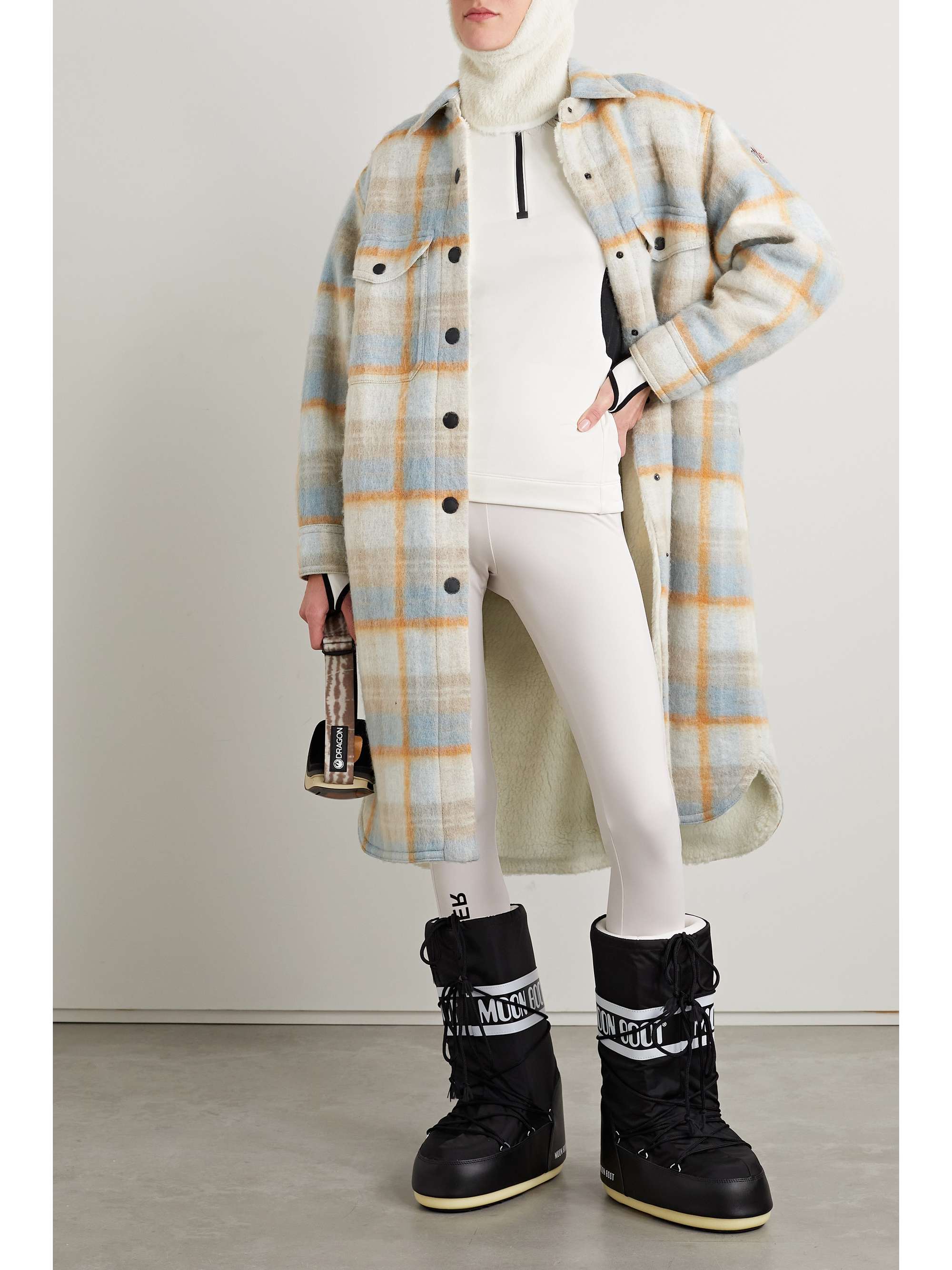 Vanay checked brushed wool-blend felt coat view