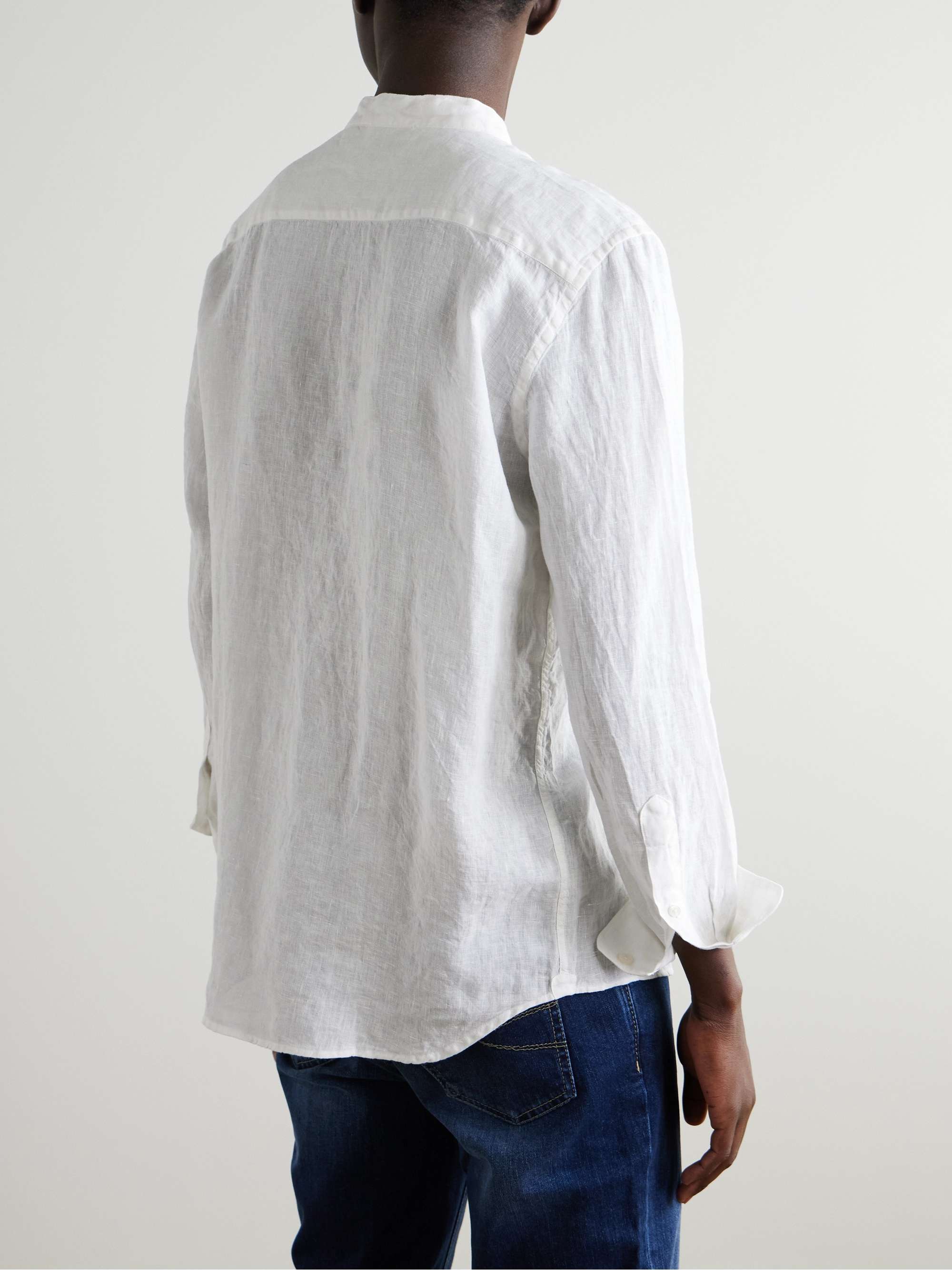 Clark Grandad-Collar Garment-Dyed Linen Shirt view