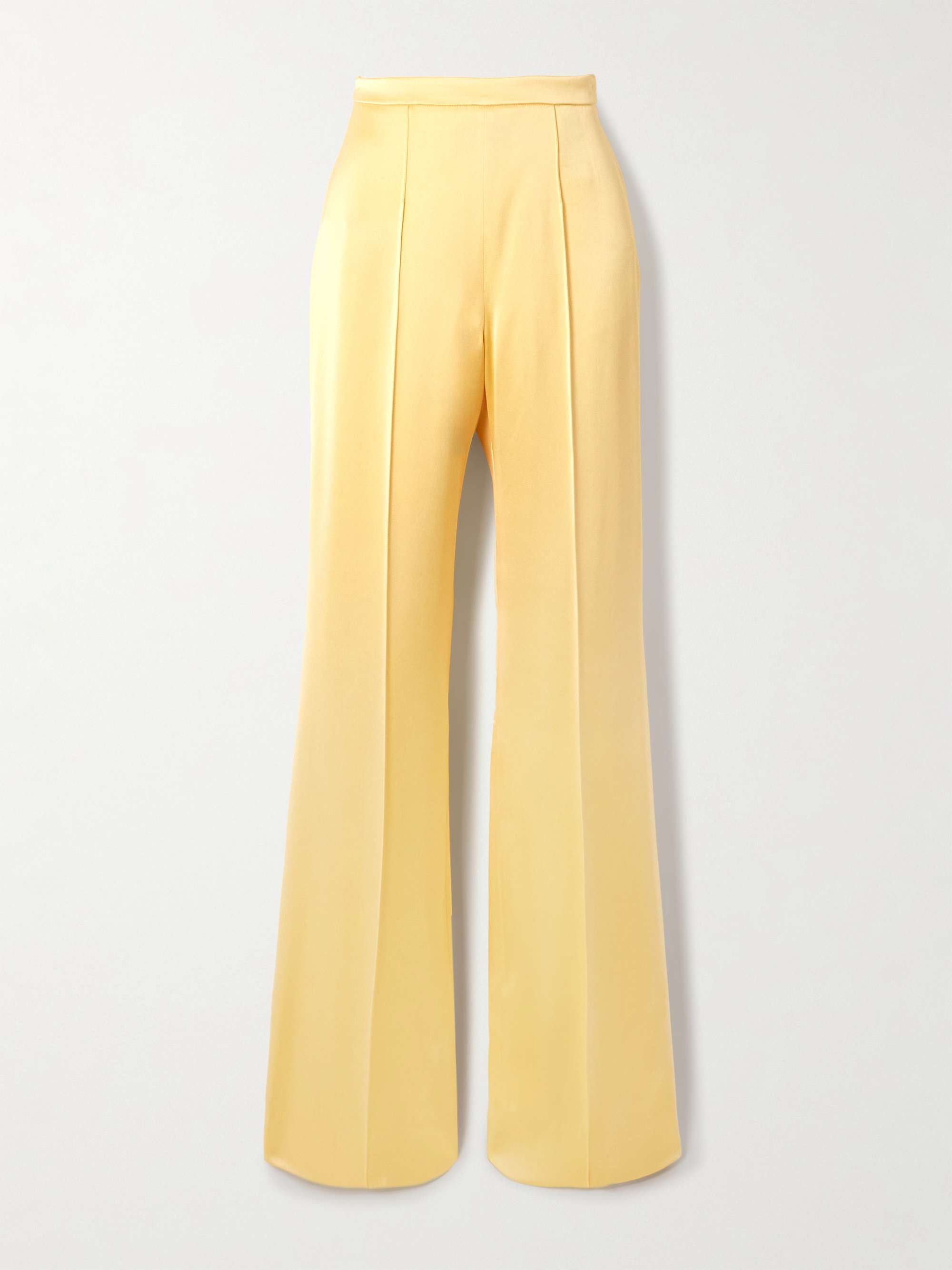 Pintucked satin straight-leg pants view