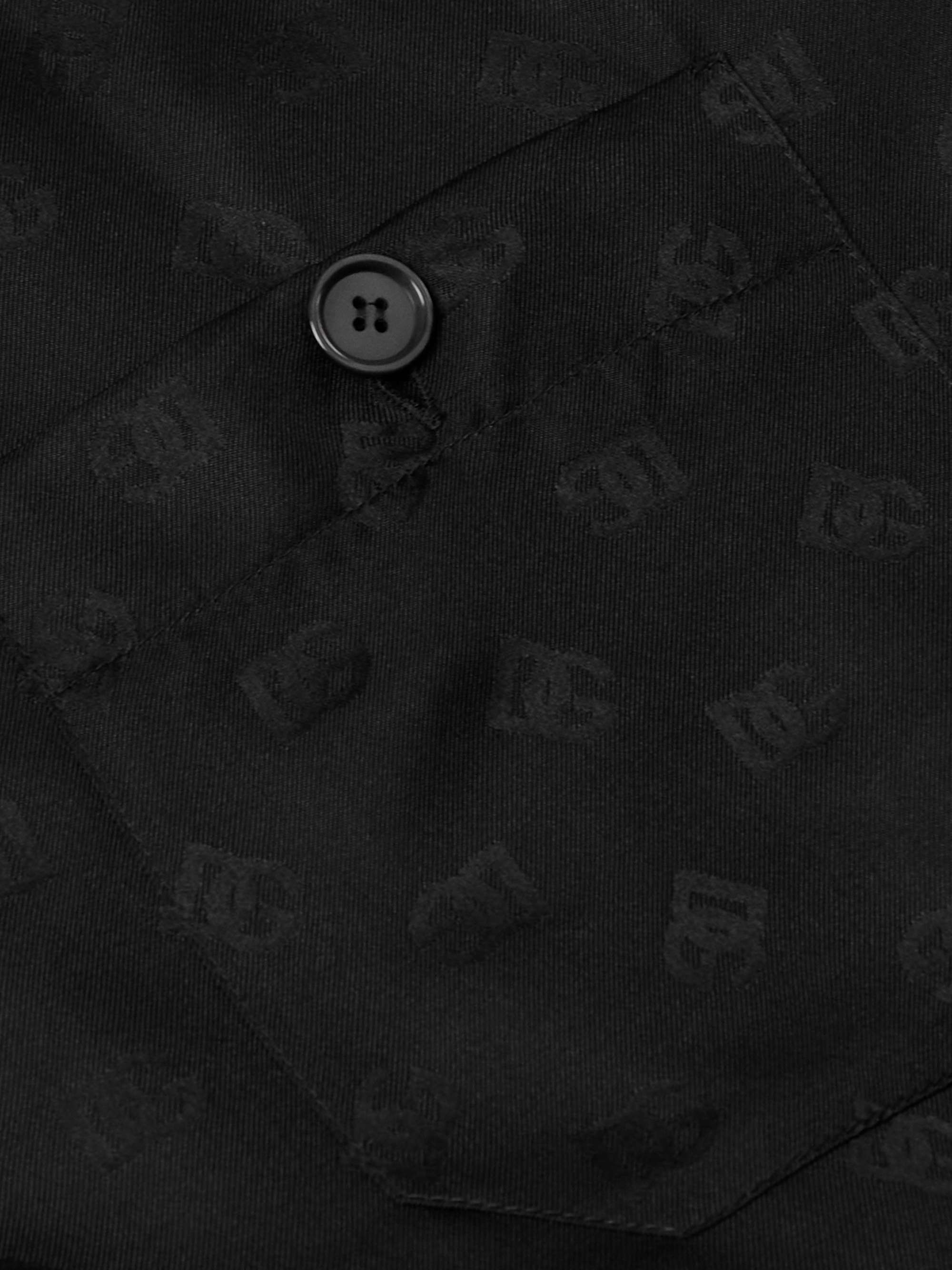 Camp-Collar Logo-Print Silk-Twill Shirt view
