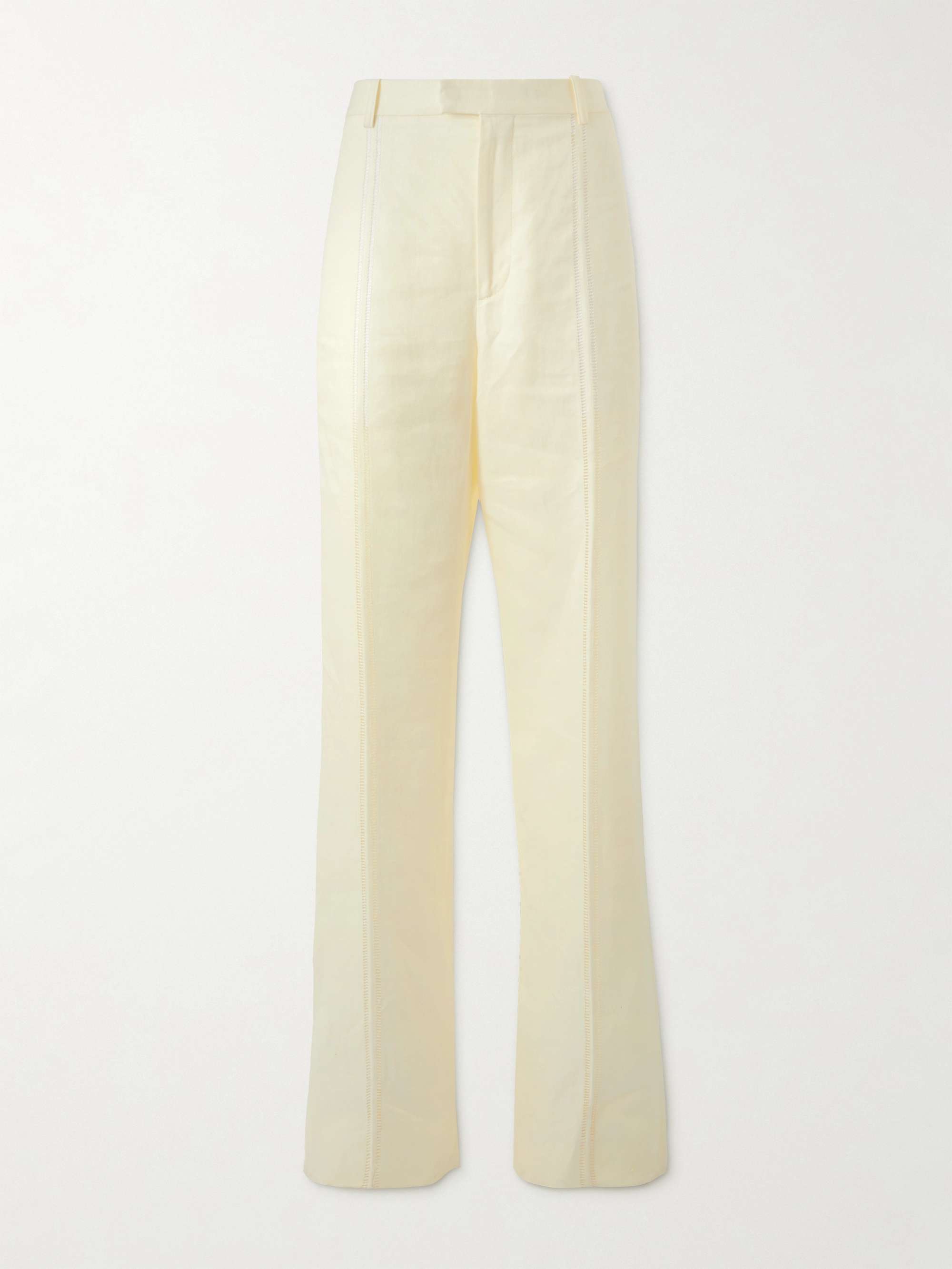 Embroidered linen straight-leg pants view
