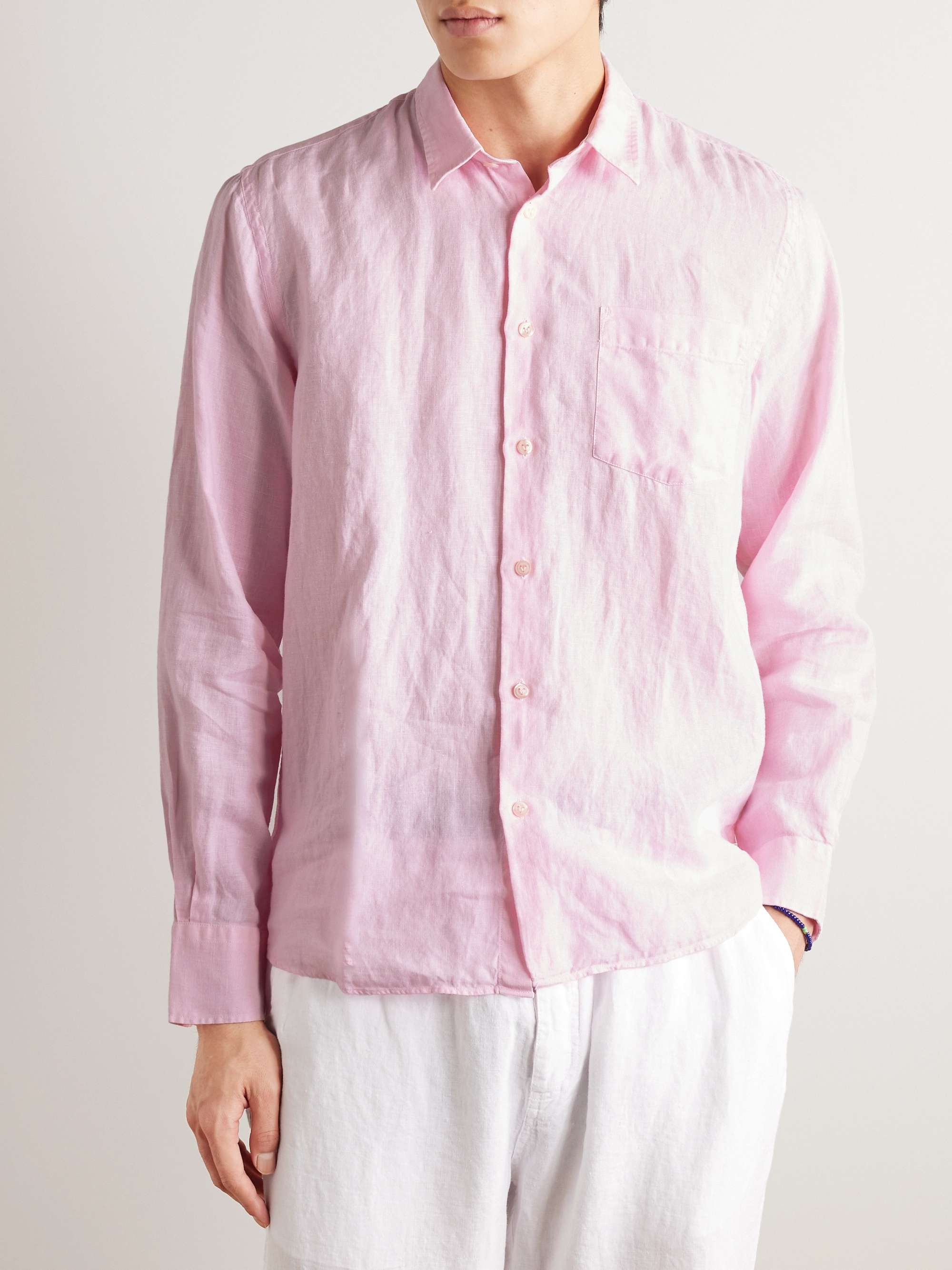 Caroubis Logo-Embroidered Linen Shirt view