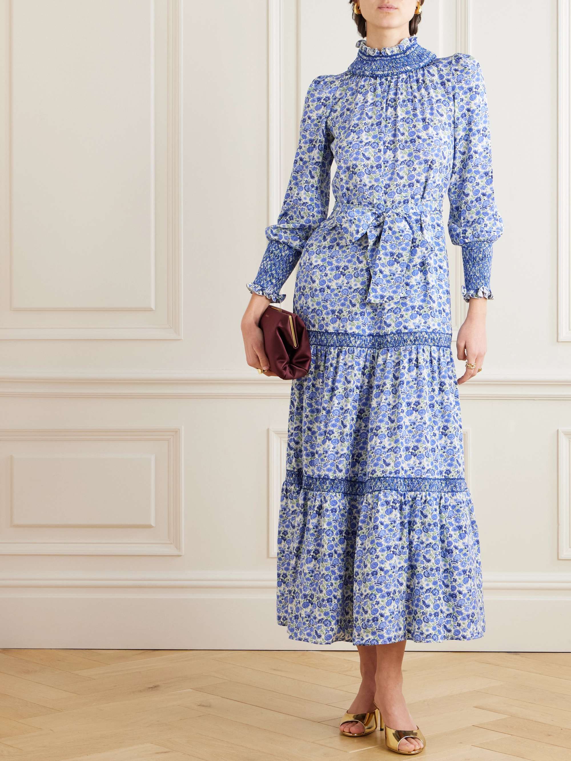 Loretta Reed tiered embroidered Lyocell maxi dress view
