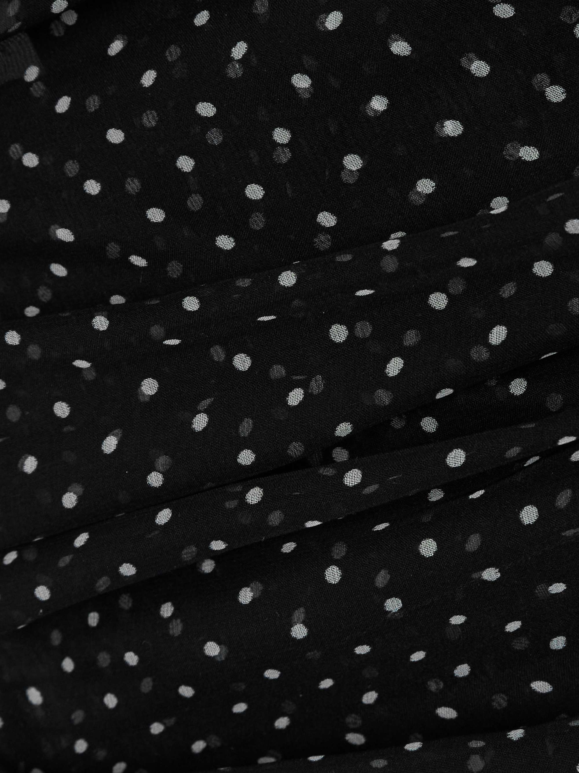 Ruched cropped polka-dot silk-chiffon top view