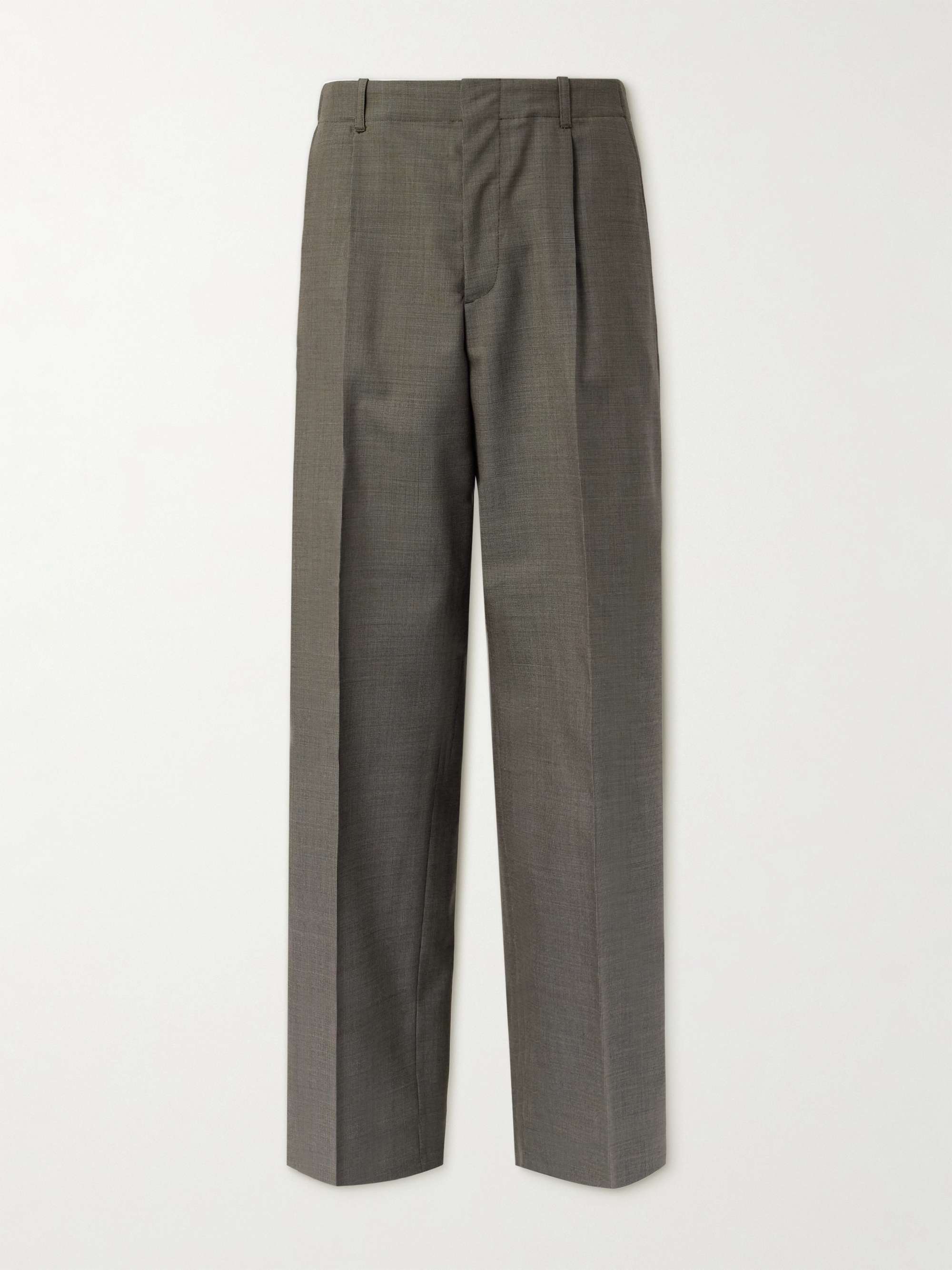 Borrowed Straight-Leg Pleated Checked Wool Chinos view