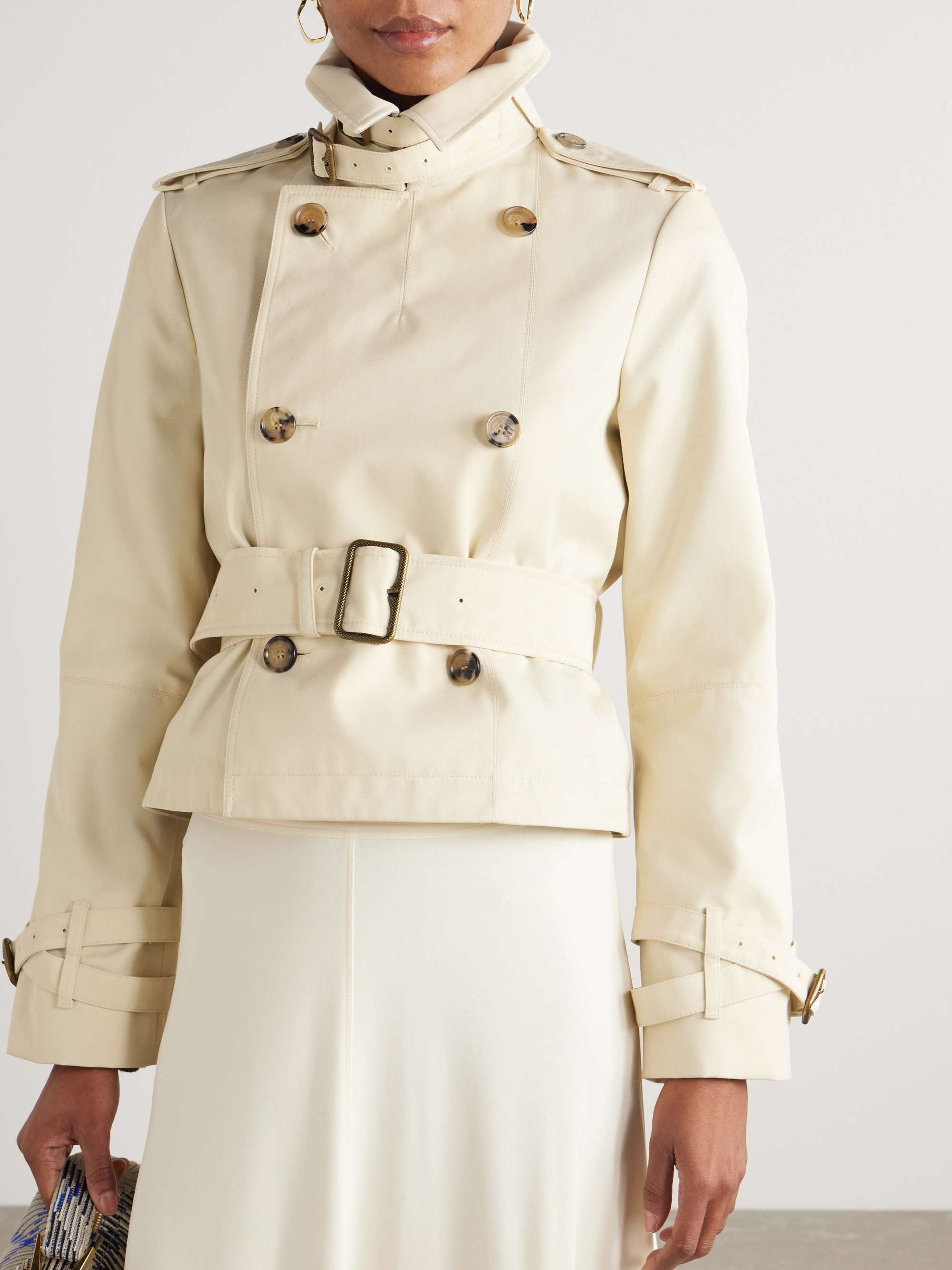 Double-breasted belted gabardine jacket view