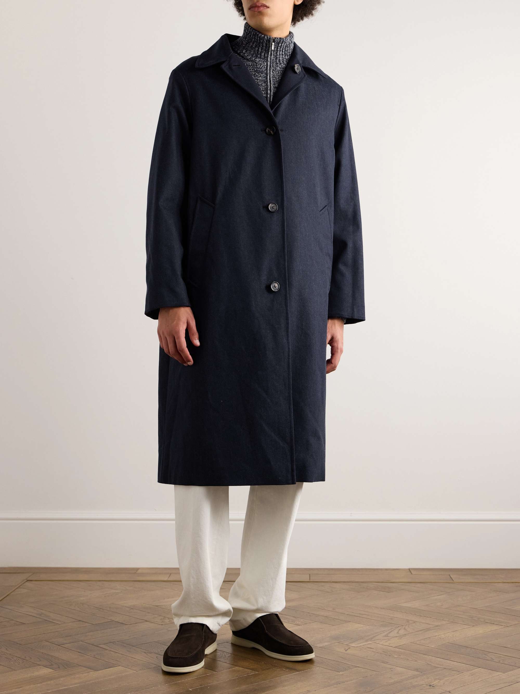 Reversible Virgin Wool, Cashmere-Blend and Denim Coat view
