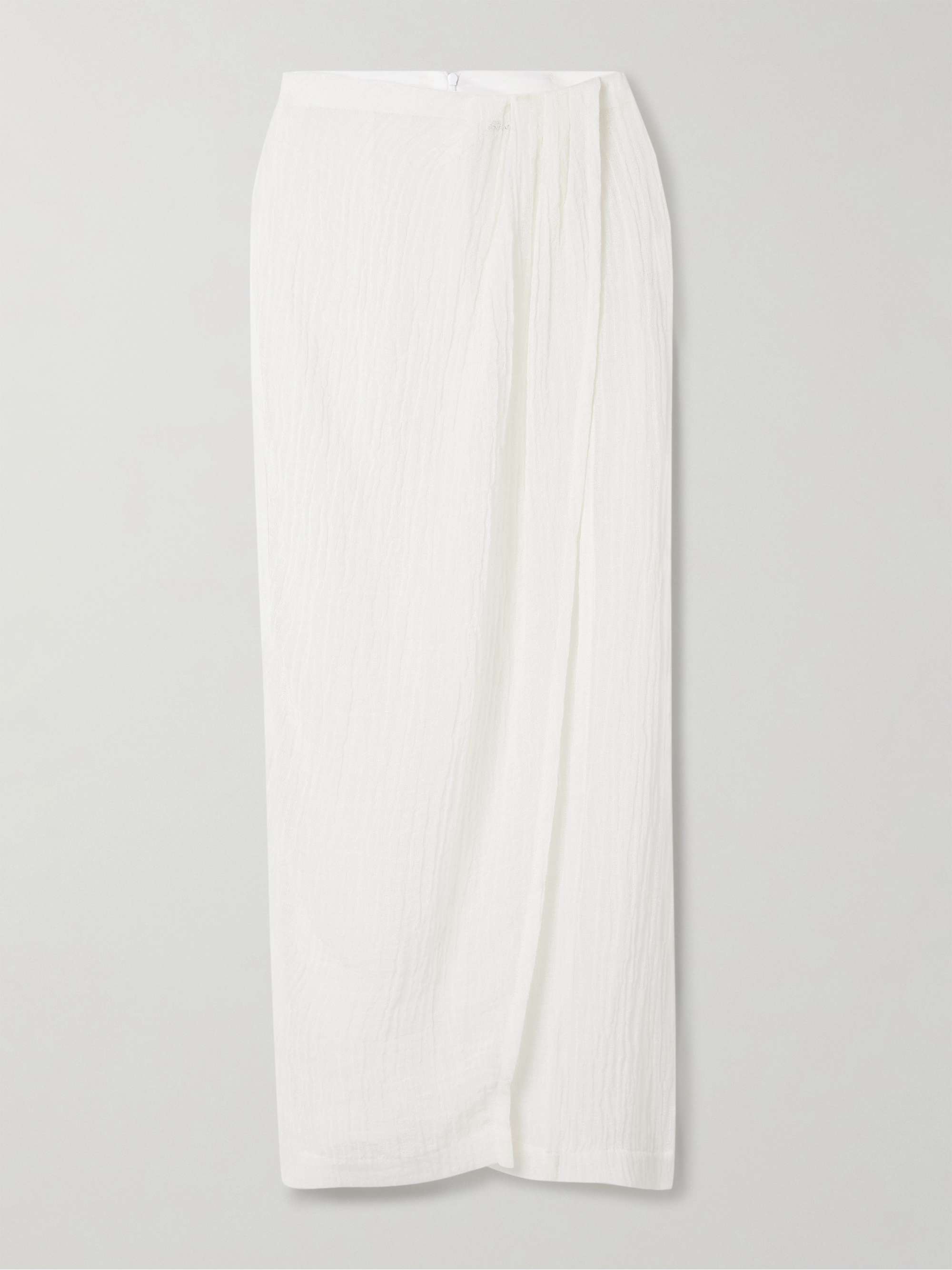 Pleated crinkled linen-blend gauze pareo view