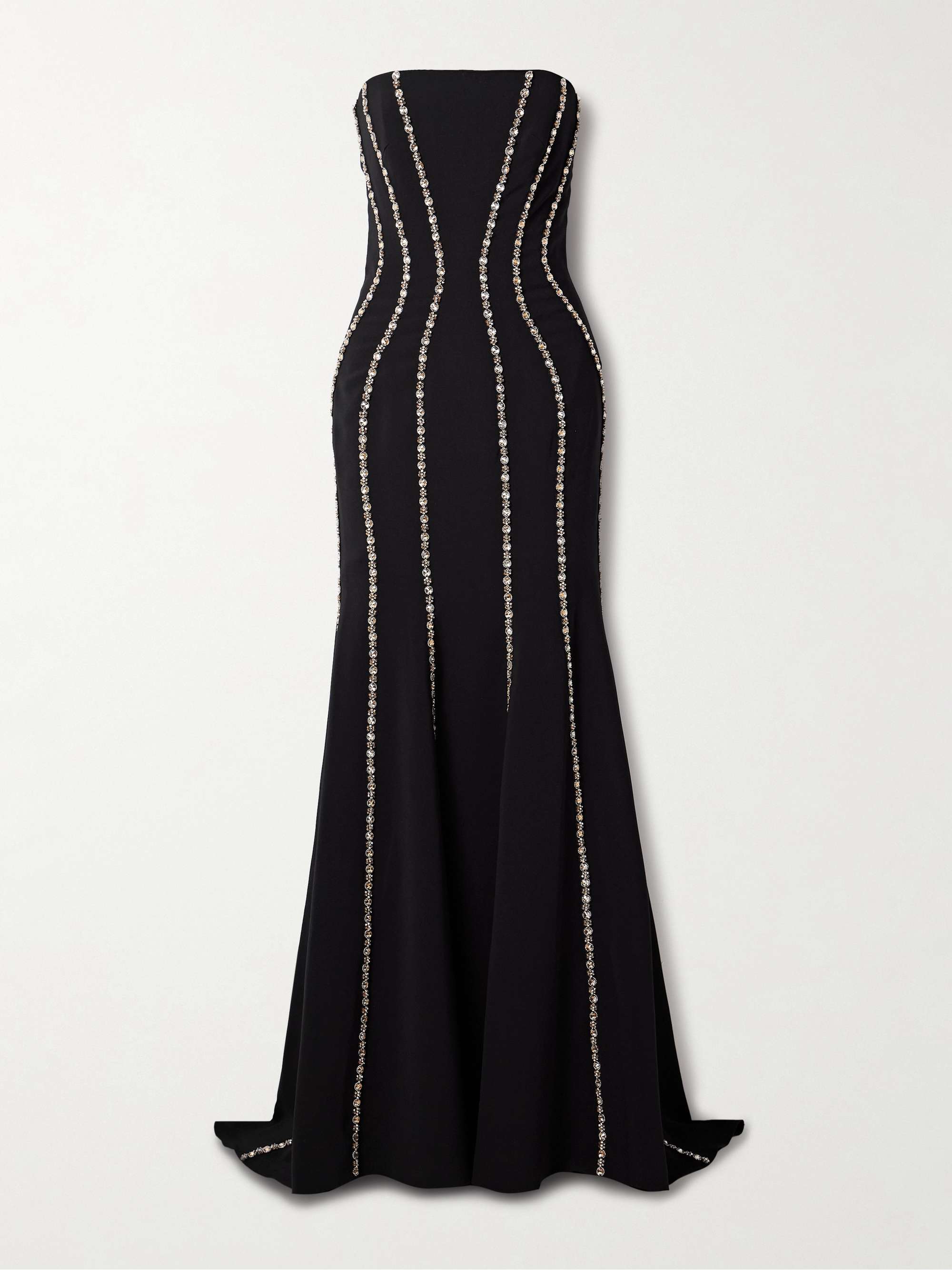 Strapless embellished crepe gown view