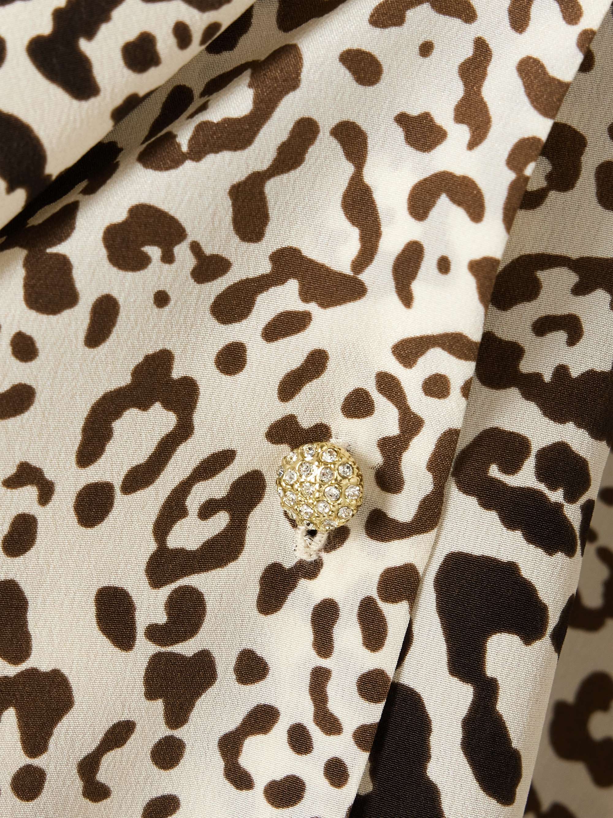 Ruffled leopard-print silk crepe de chine blouse view