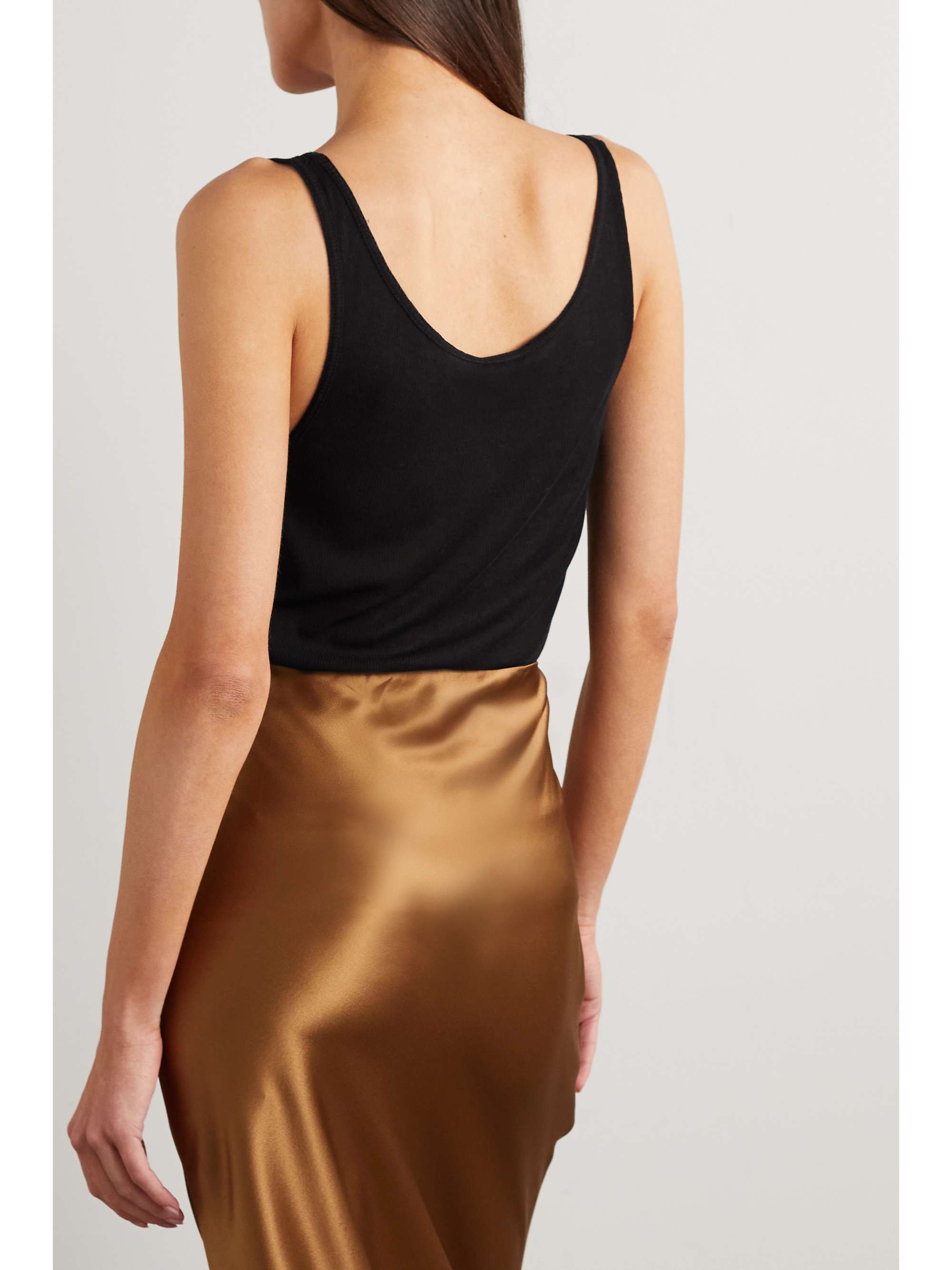 Ribbed modal and cotton-blend jersey tank view