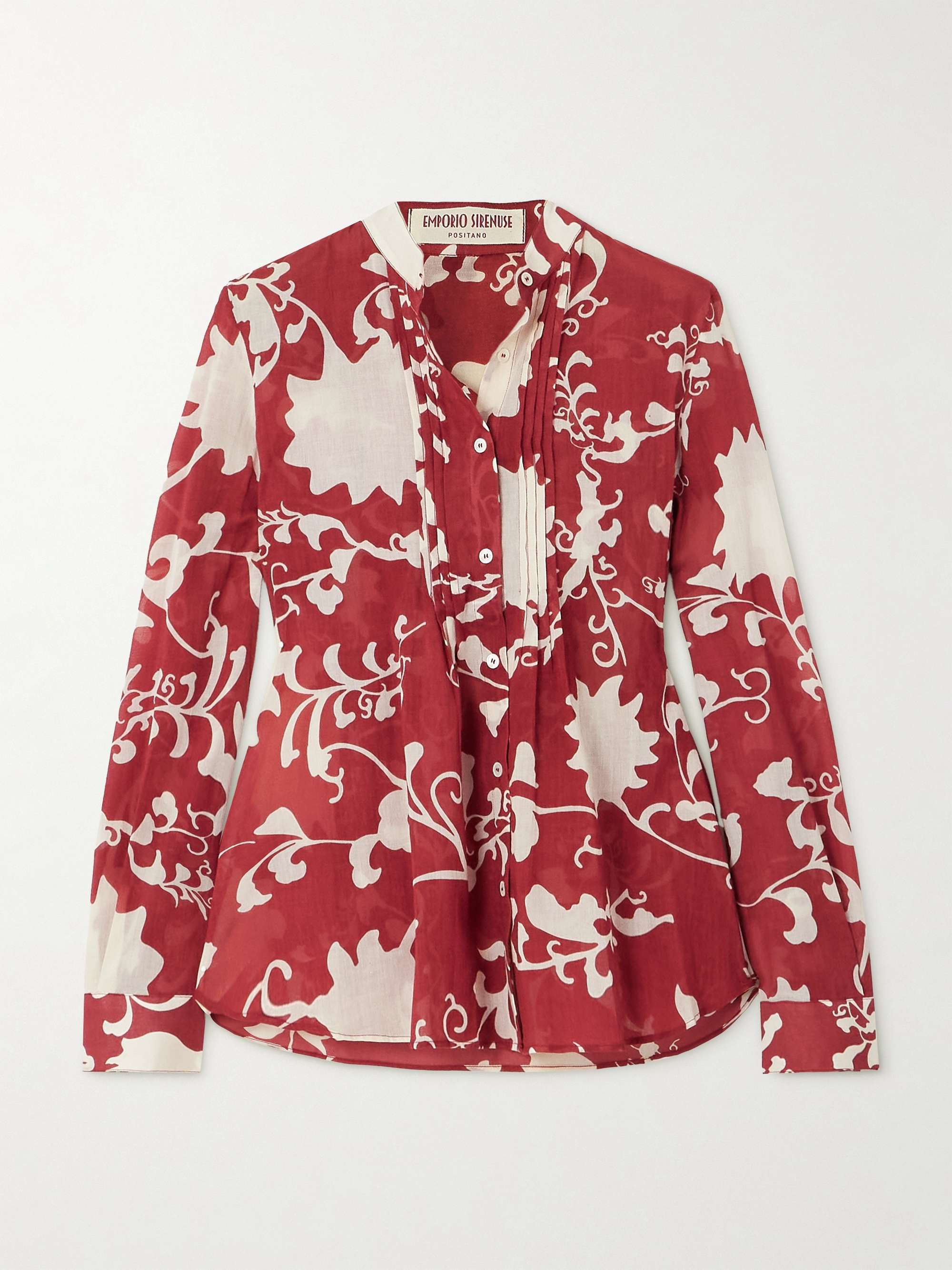 Chiara pleated floral-print cotton shirt view