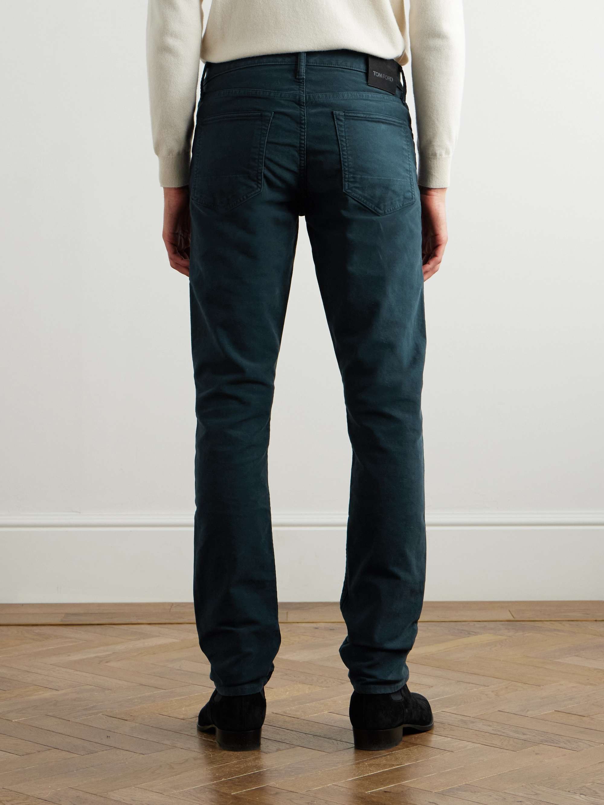 Slim-Fit Cotton-Blend Moleskin Trousers view