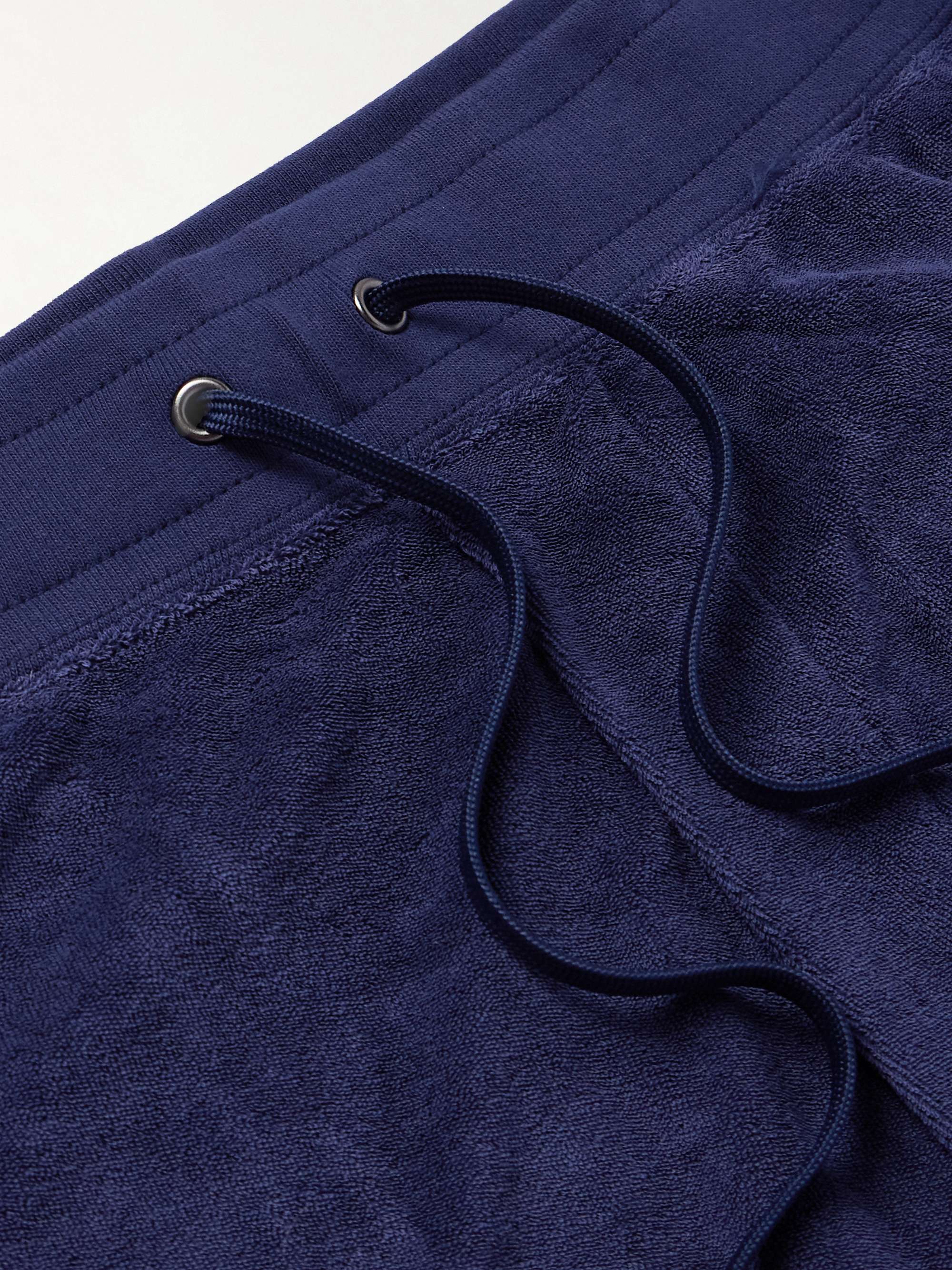 Straight-Leg Logo-Embroidered Striped Cotton-Blend Terry Shorts view