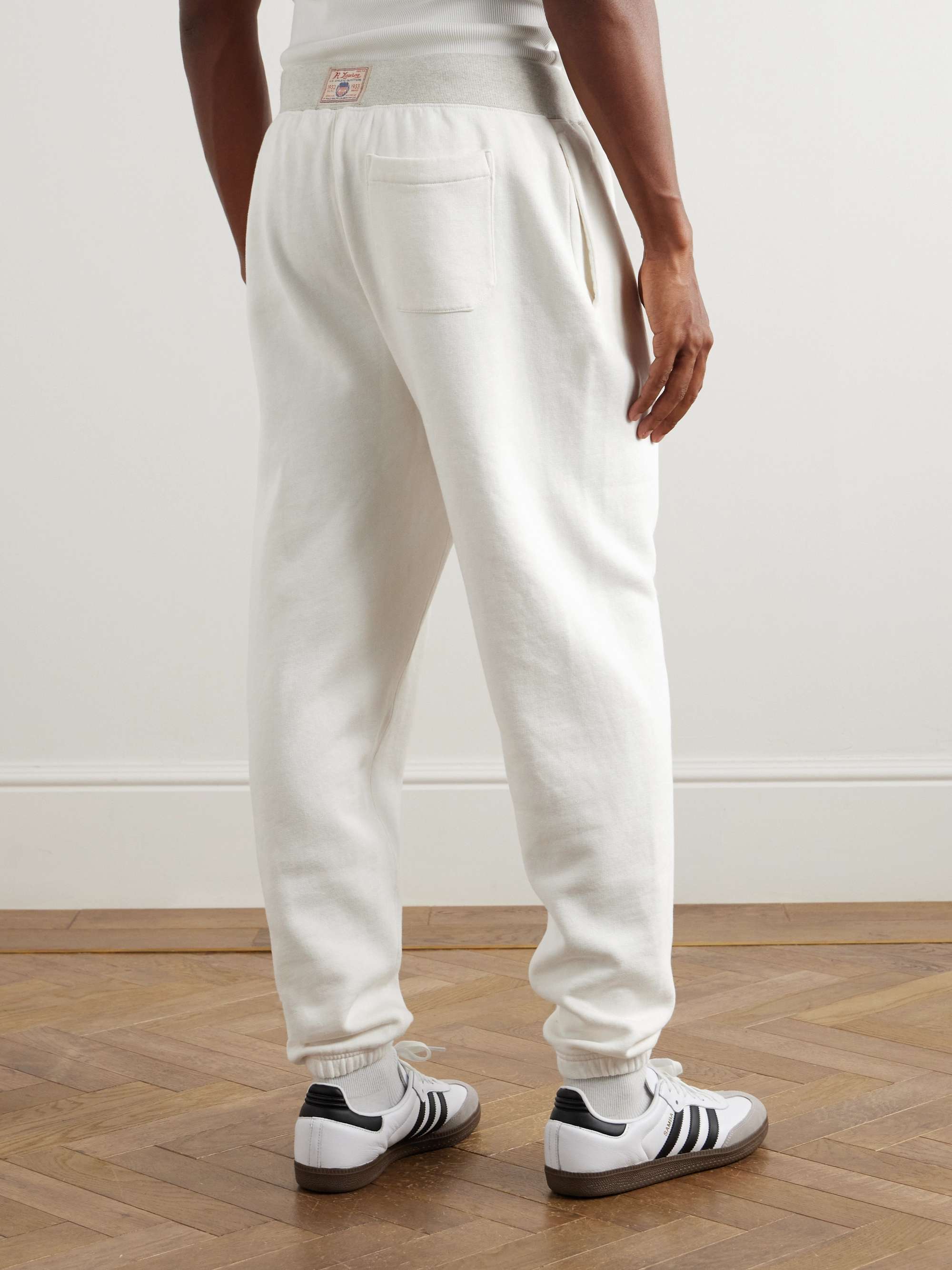 Tapered Logo-Appliquéd Printed Cotton-Blend Jersey Sweatpants view