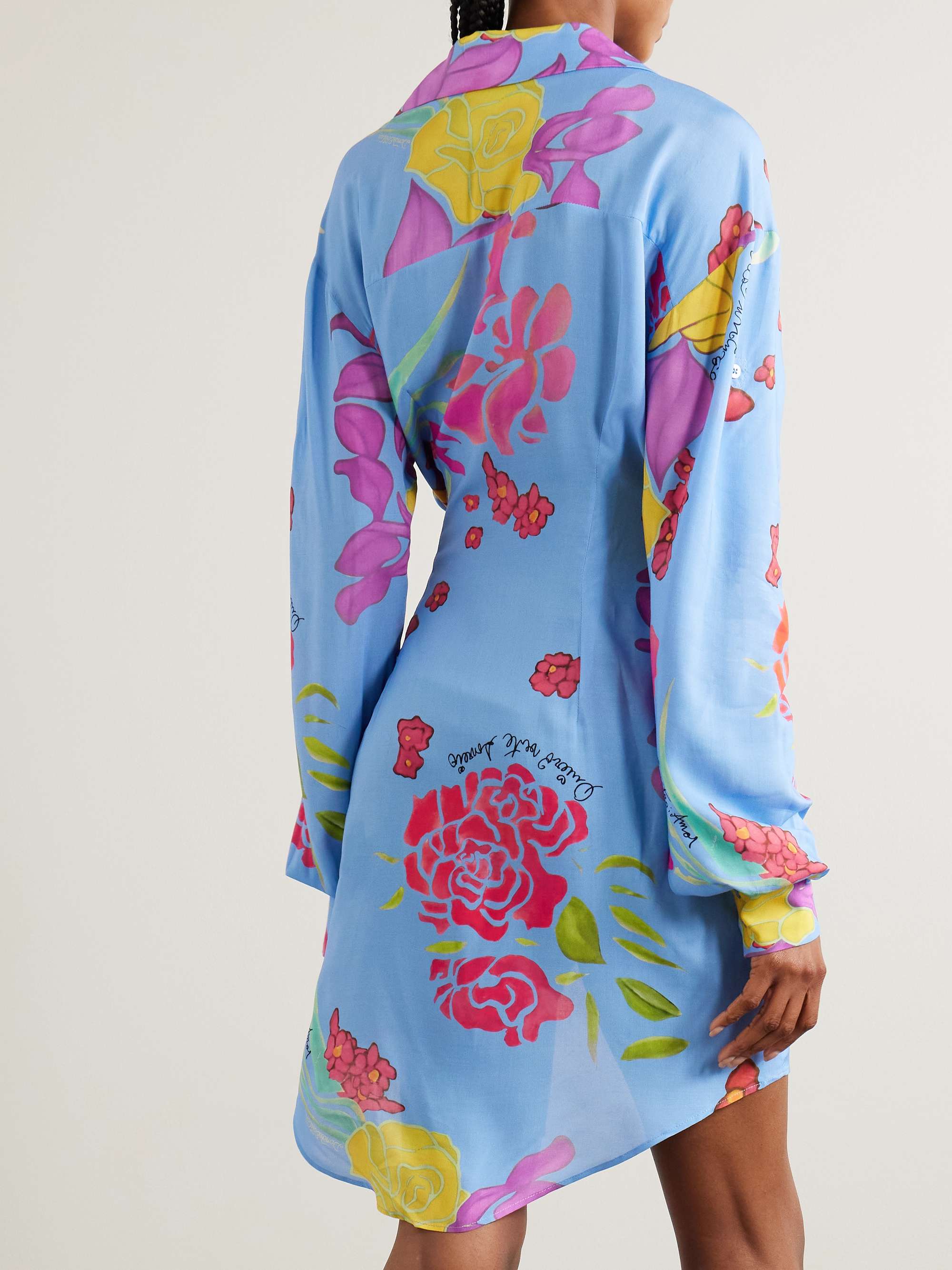 Cielo floral-print crepe mini wrap dress view
