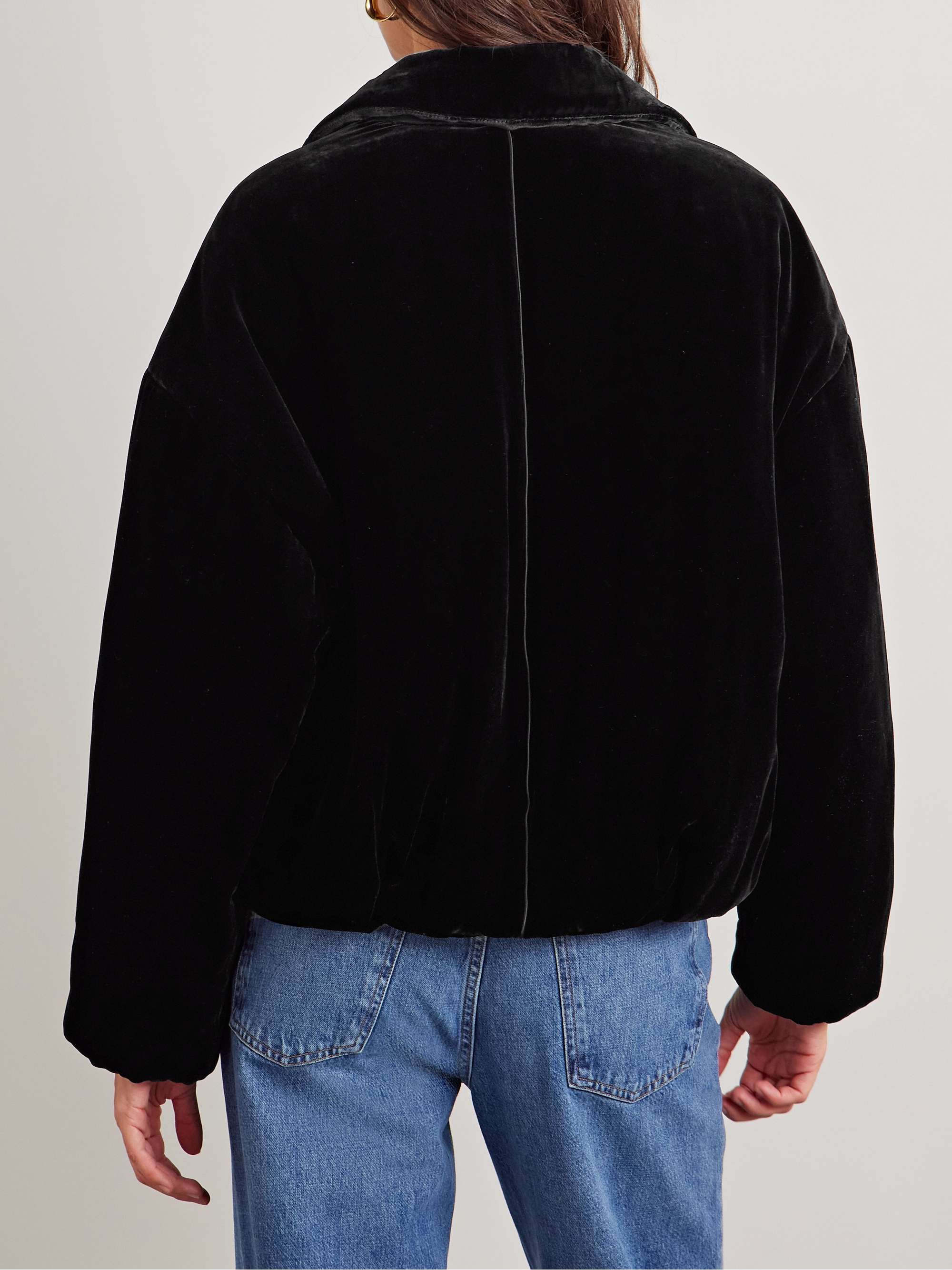 Celia satin-trimmed padded velvet jacket view