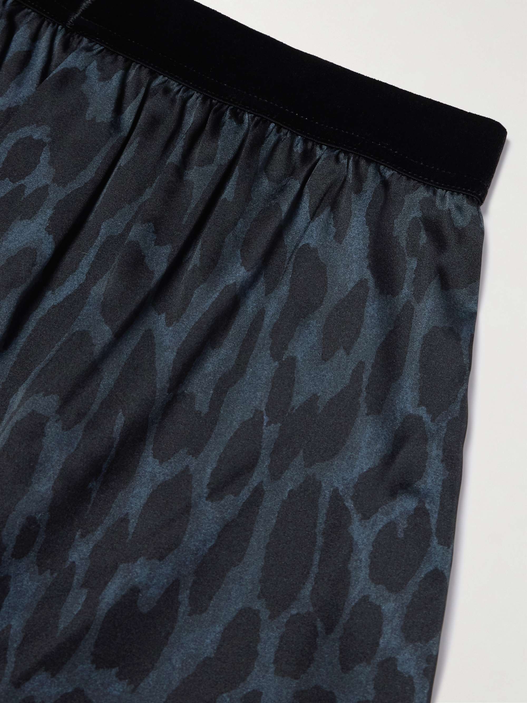 Cheetah-Print Stretch-Silk Boxer Shorts view