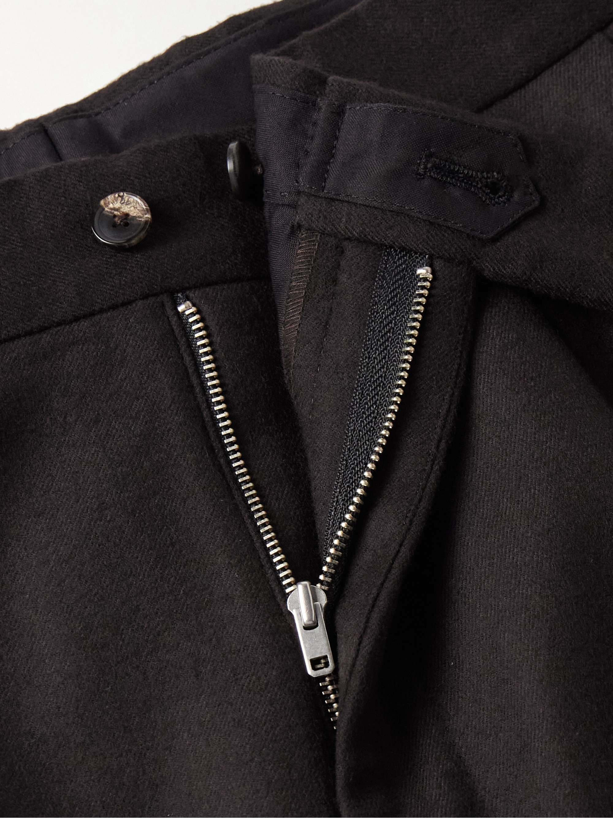 Wide-Leg Cropped Pleated Wool-Twill Suit Trousers view