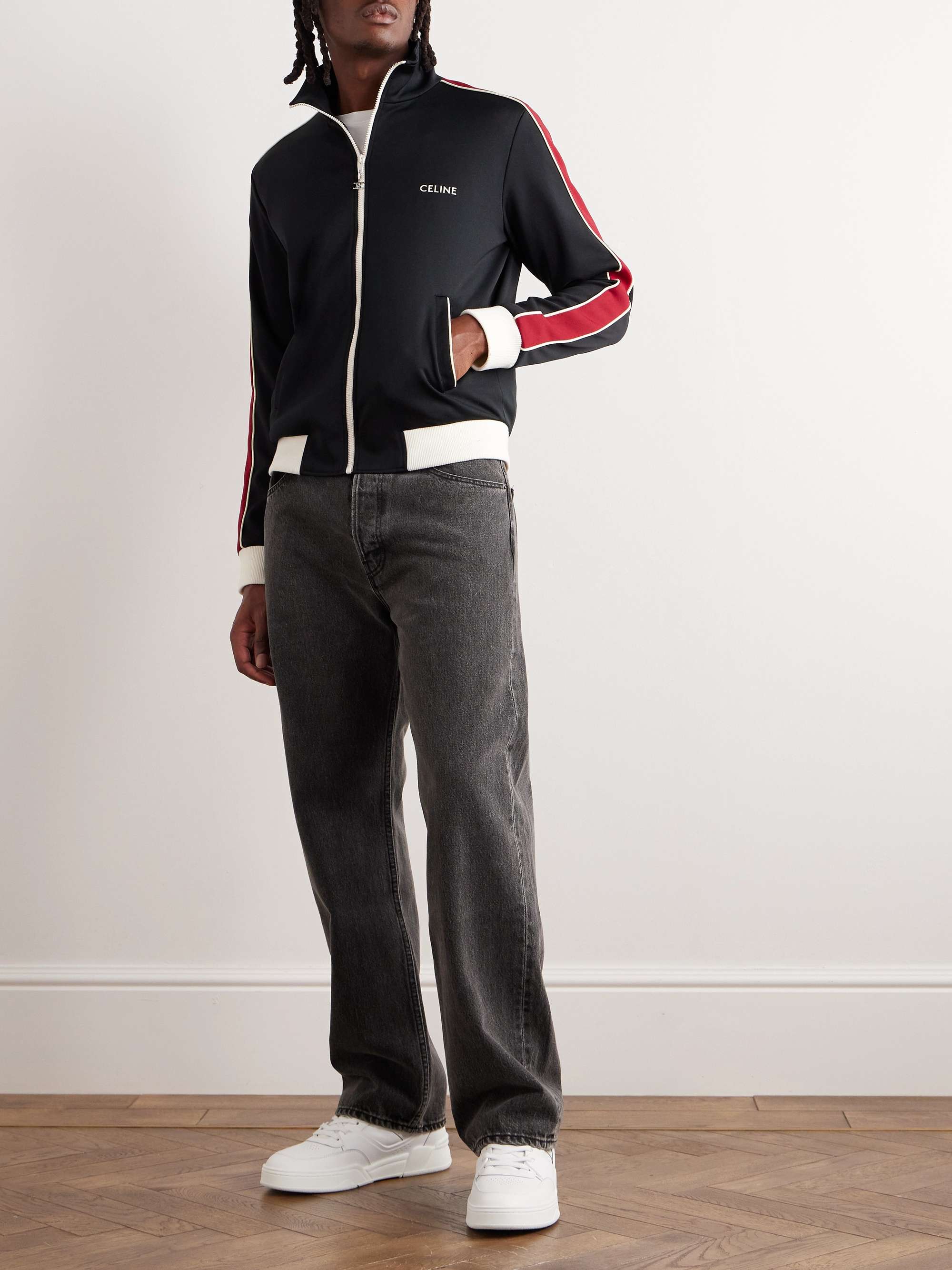 Logo-Embroidered Striped Tech-Jersey Track Jacket view