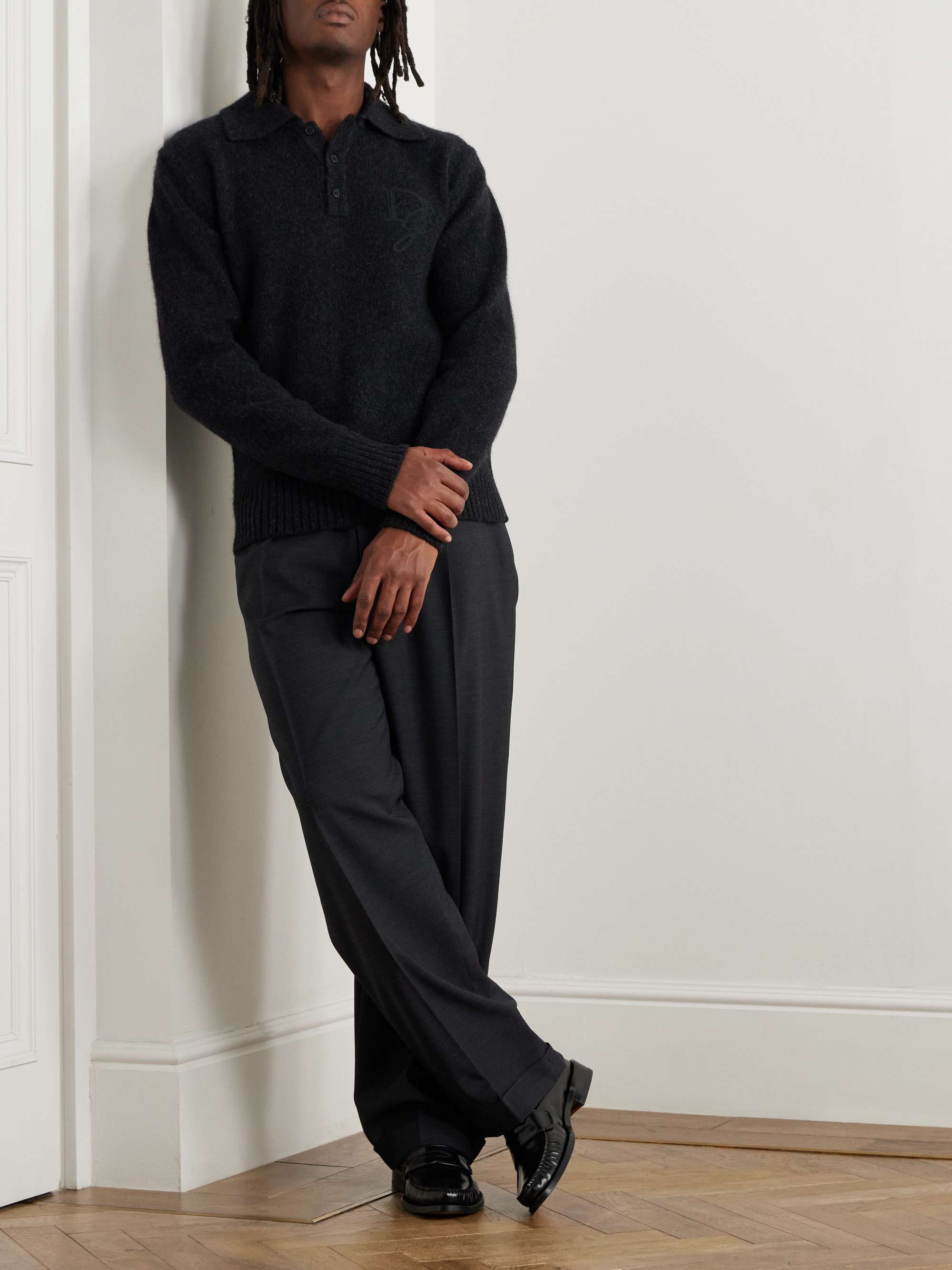Logo-Appliquéd Knitted Polo Shirt view