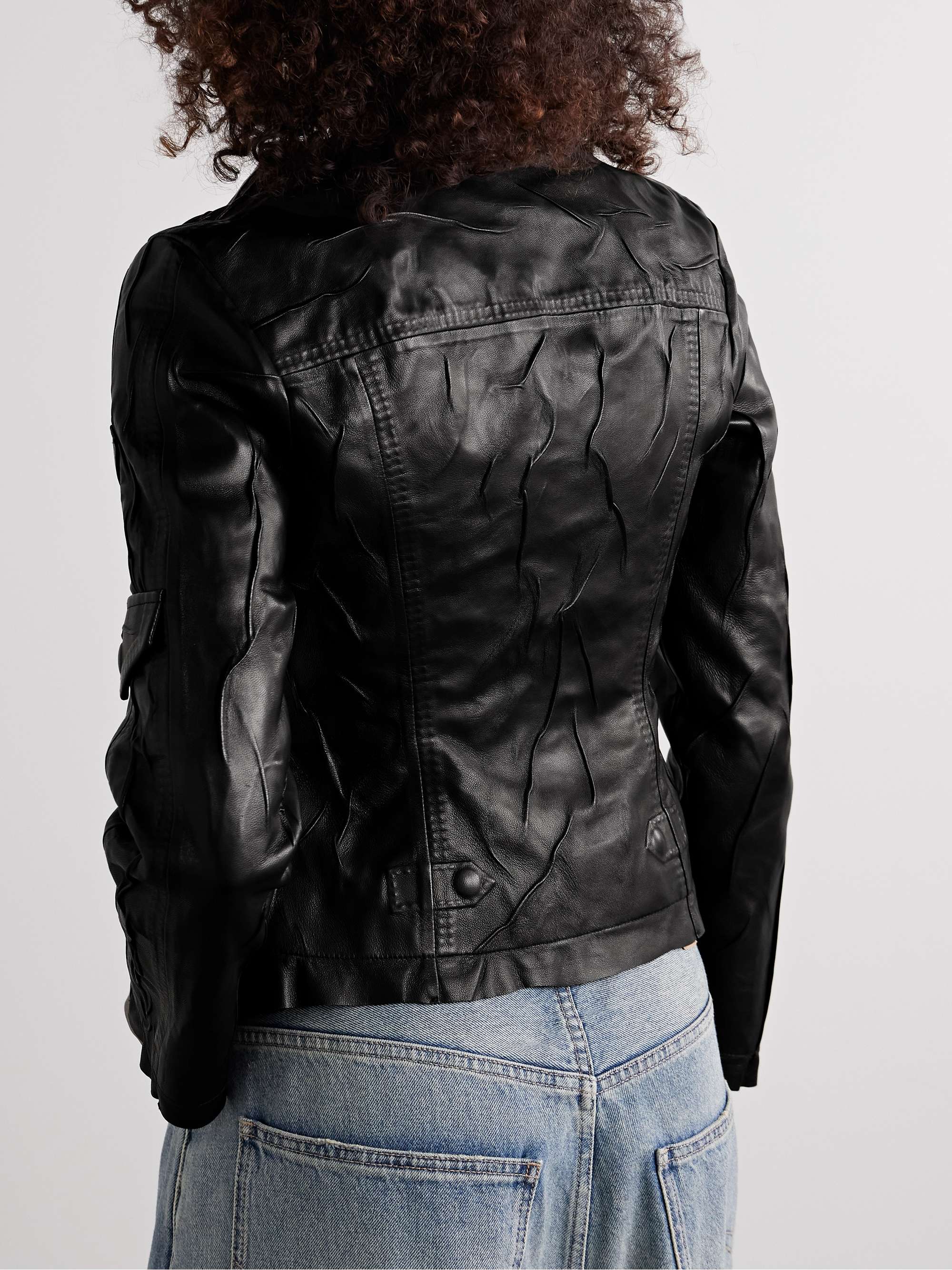 Distressed leather jacket view