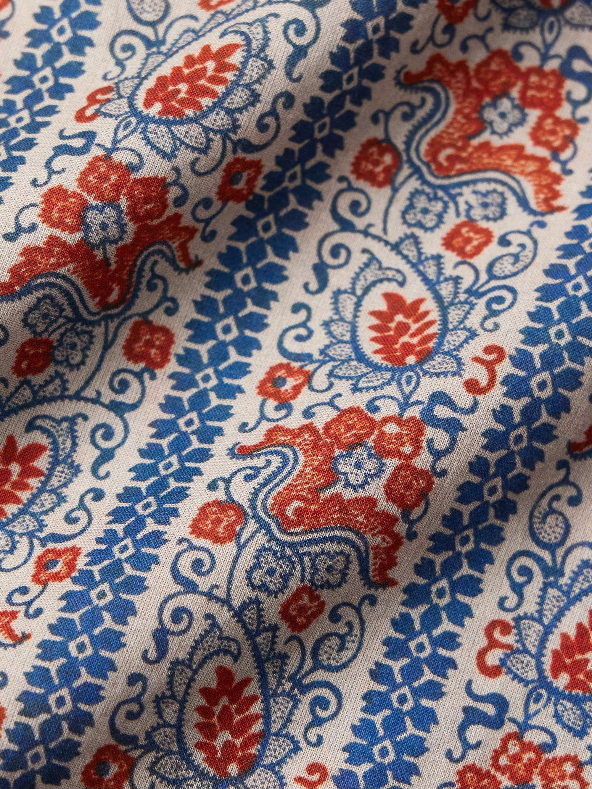Camp-Collar Printed Striped Cotton-Muslin Shirt view