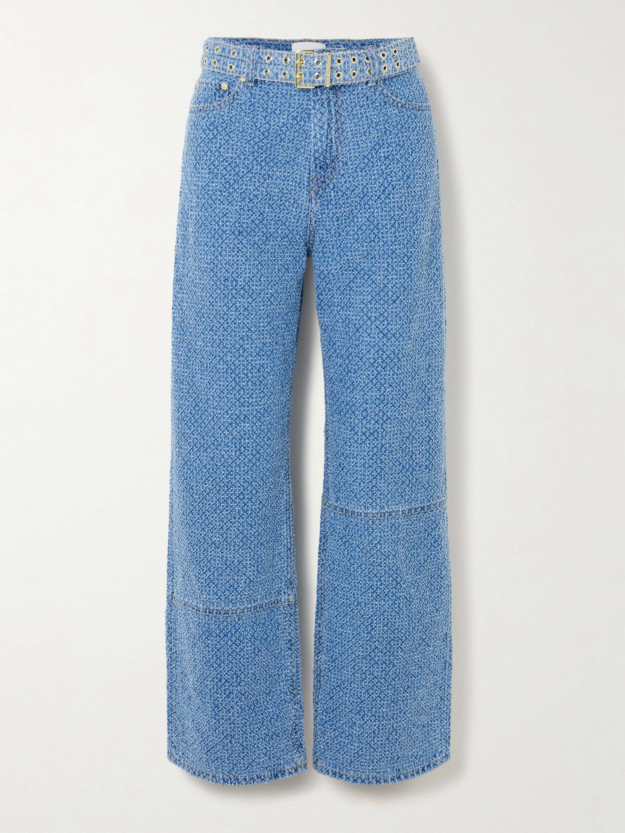 Izey belted organic bouclé-denim straight-leg jeans view