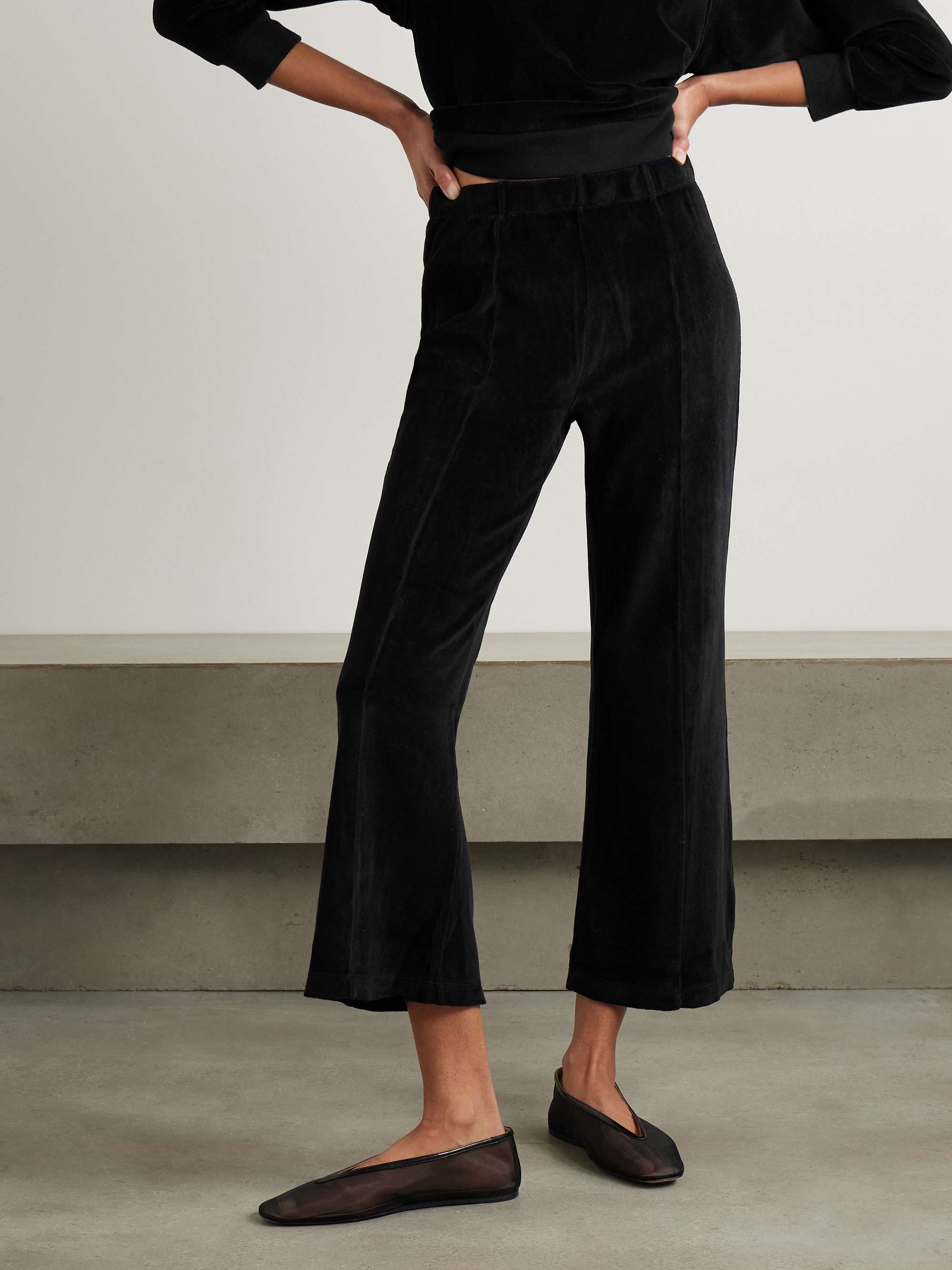 Fili cropped cotton-blend velour flared pants view