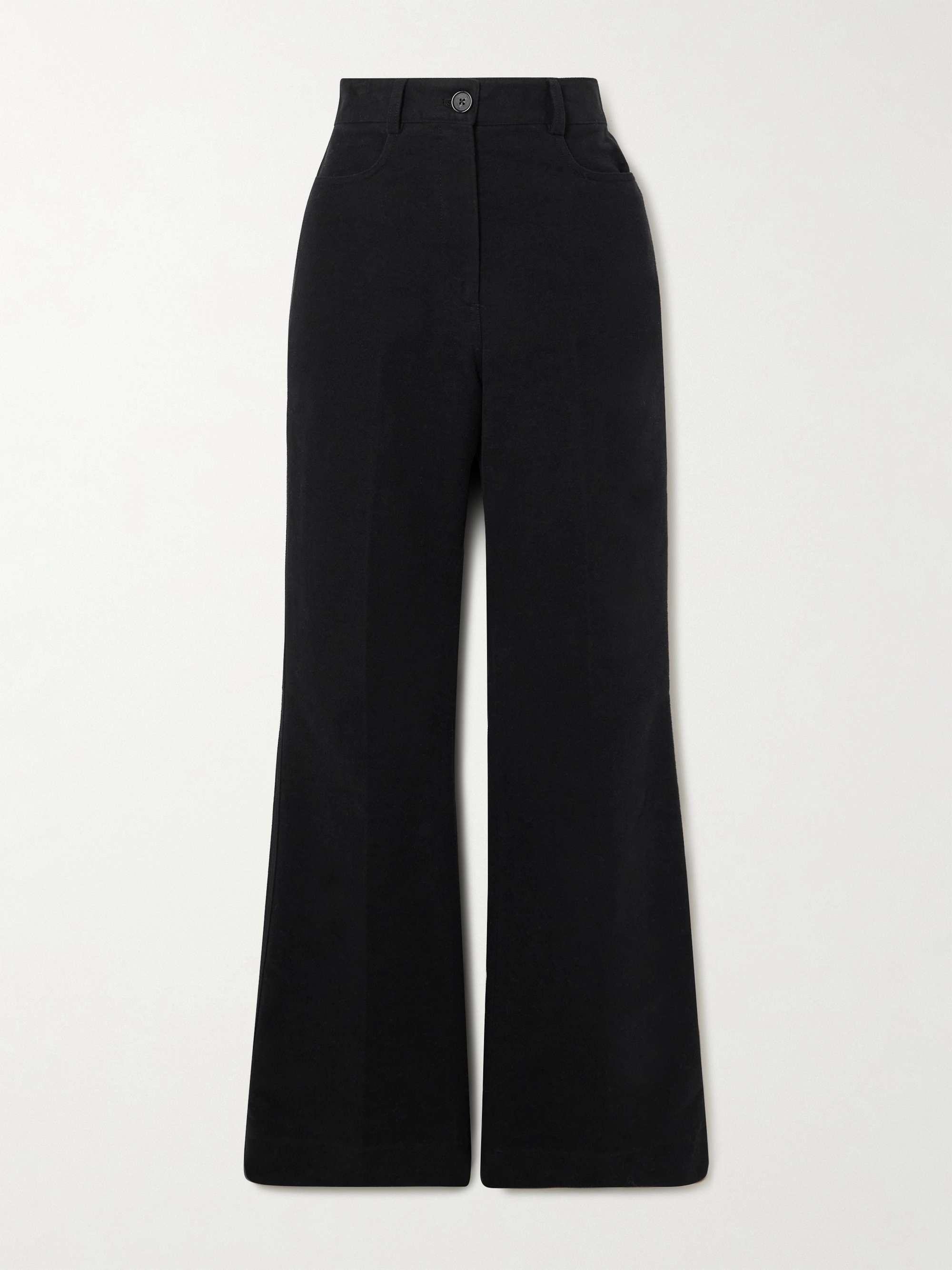 Flared organic cotton-moleskine pants view