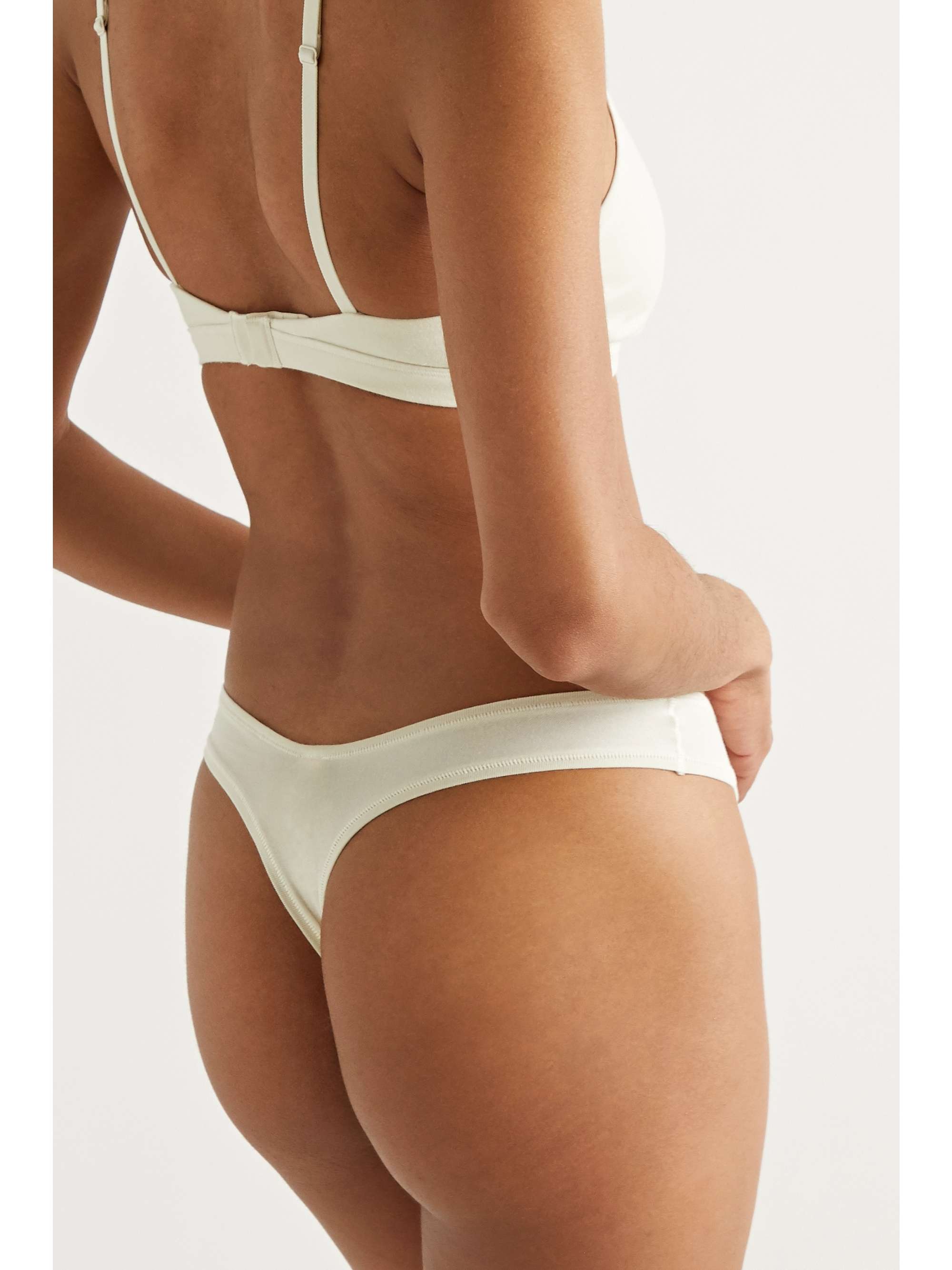 Cotton-Blend Jersey Dipped Thong view